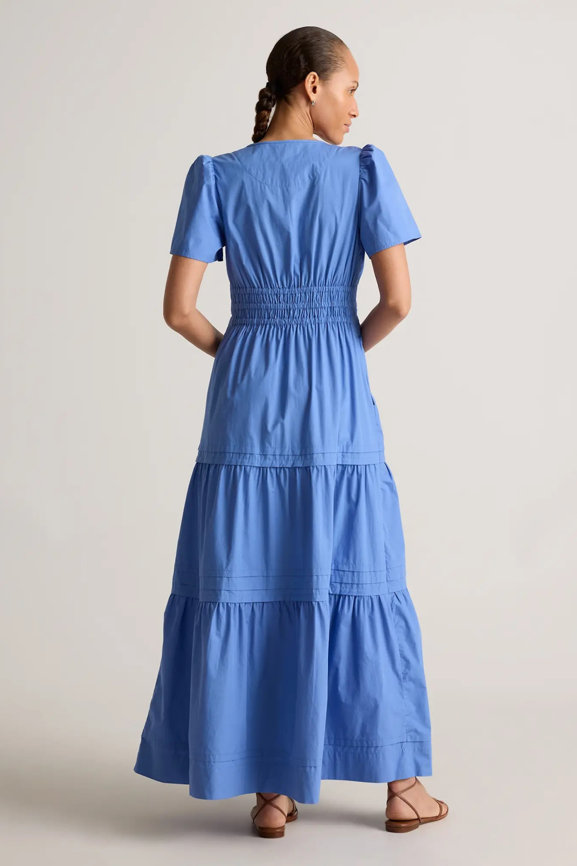 Poplin Maxi Dress Smocked Waist Tiered Style