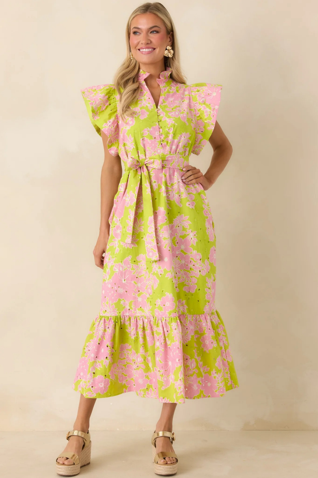 Sage Blossom Midi Dress