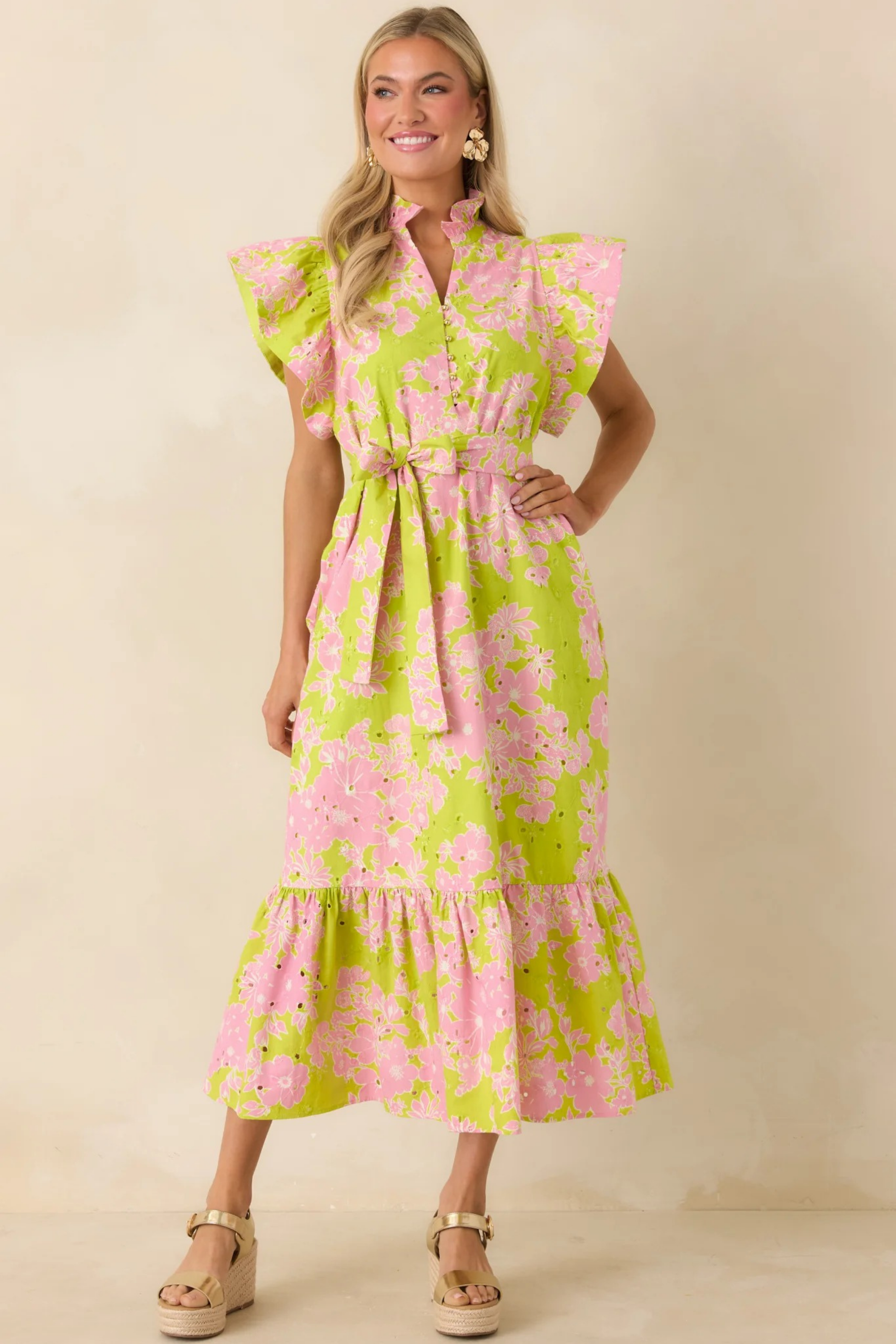 Sage Blossom Midi Dress