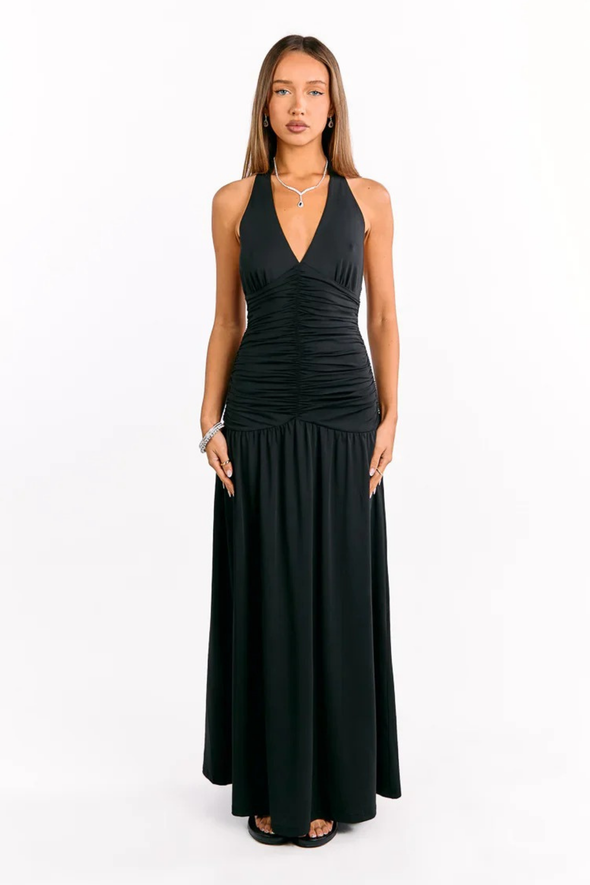 Formal Dress Draped Bodice Chic Style