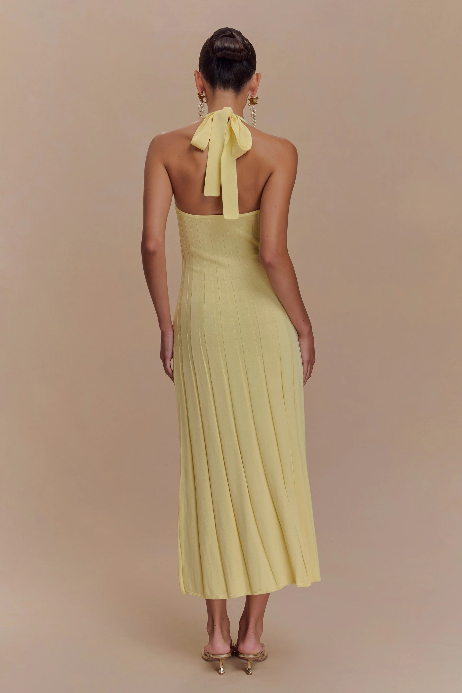 Fitted Knit Halter Midi Dress