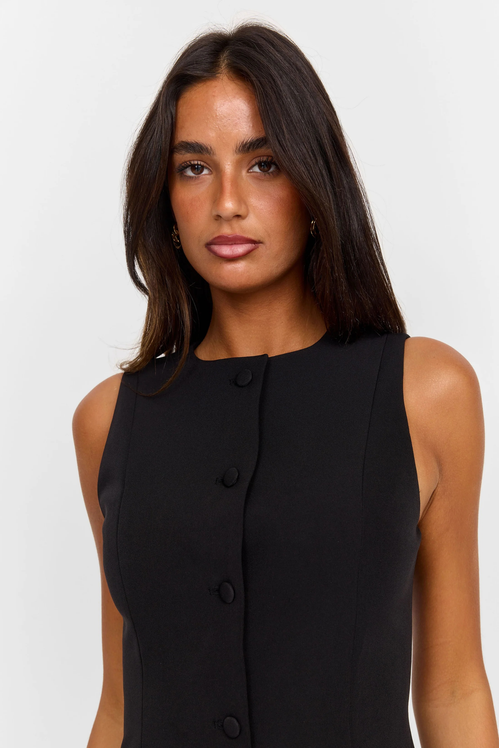 Button Front Mini Dress Minimalist Chic Style