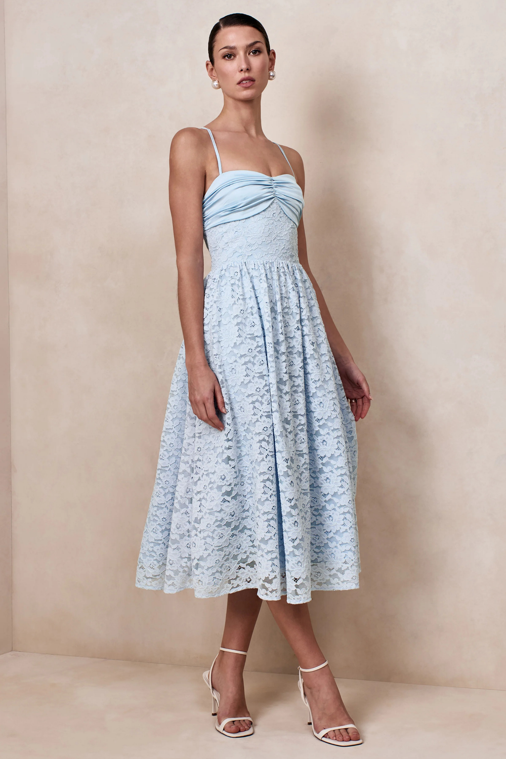 Lace Midi Cocktail Dress Sweetheart Neck Elegant Romantic Style
