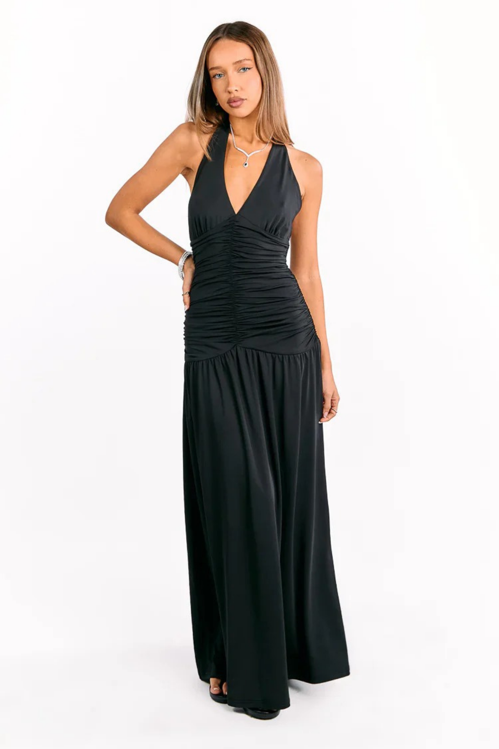 Formal Dress Draped Bodice Chic Style