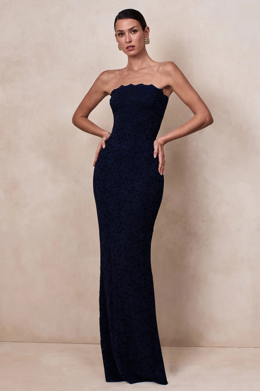 Bridesmaid Maxi Dress Lace Scarf Detail Style