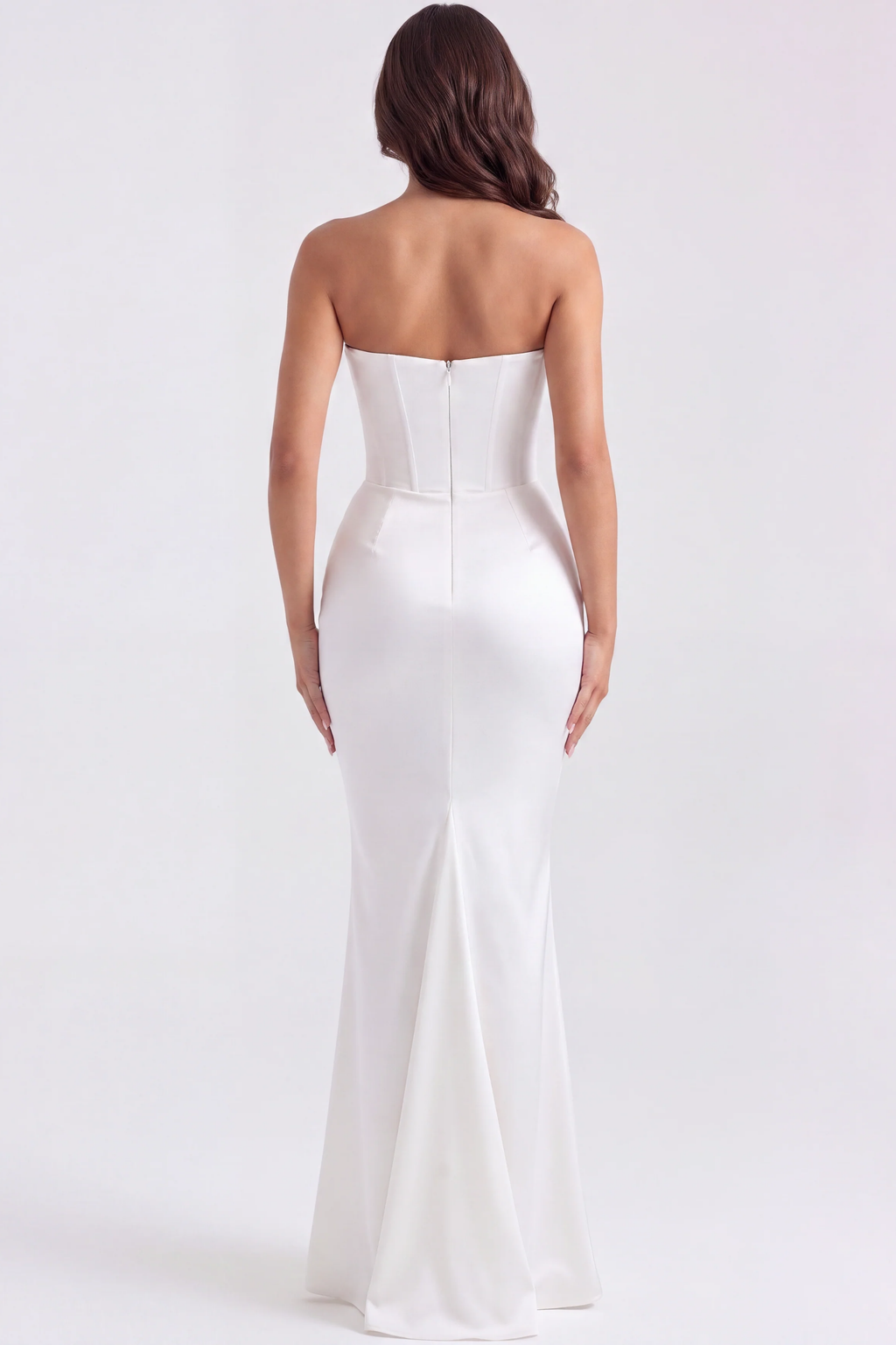 Elegant Strapless Maxi Dress Draped Waist Style