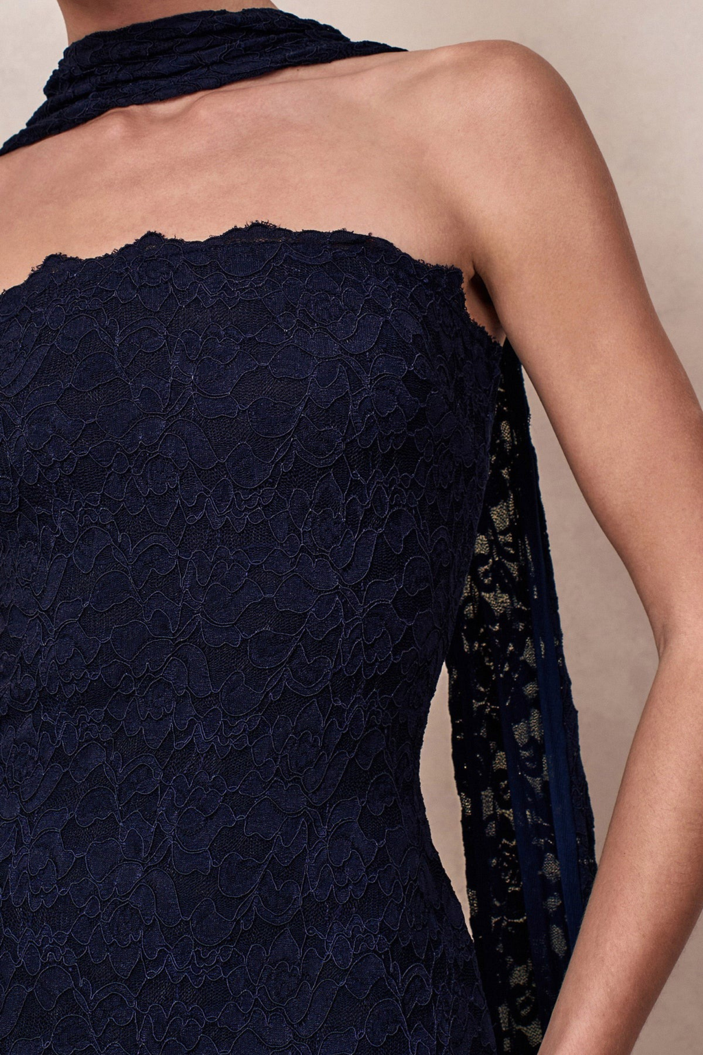 Bridesmaid Maxi Dress Lace Scarf Detail Style