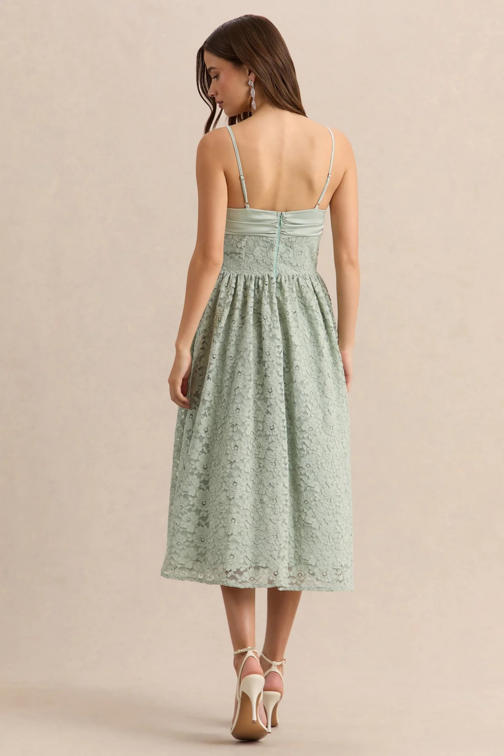 Lace Midi Cocktail Dress Sweetheart Neck Elegant Romantic Style