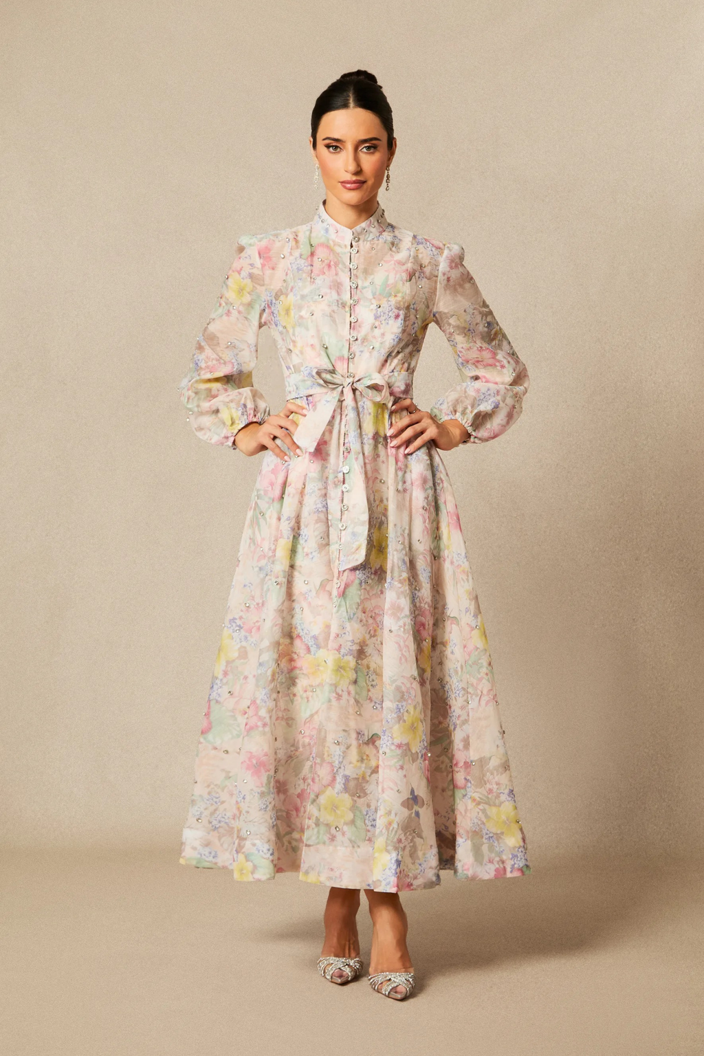 Floral Maxi Dress Long Sleeve Romantic Style