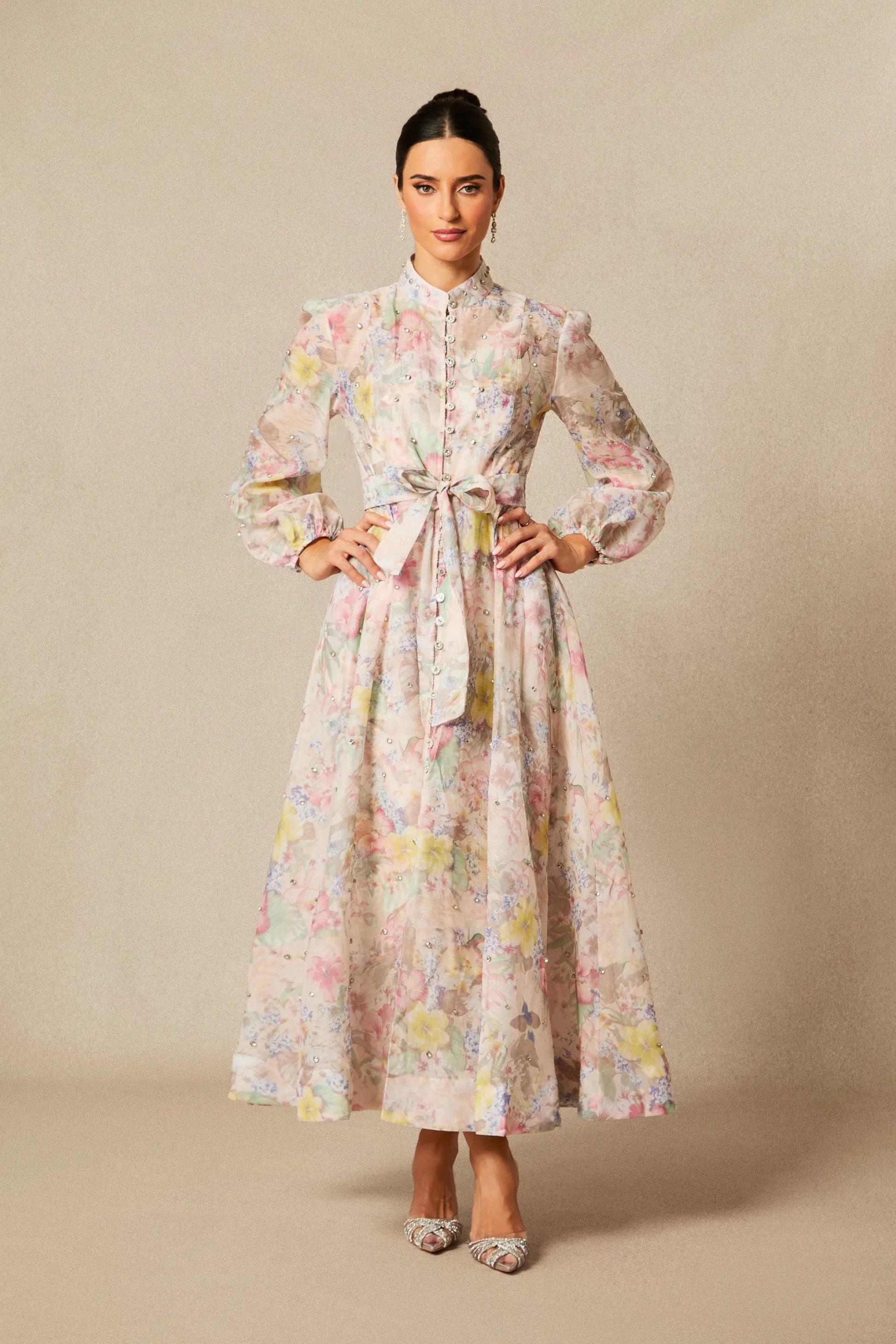 Floral Maxi Dress Long Sleeve Romantic Style