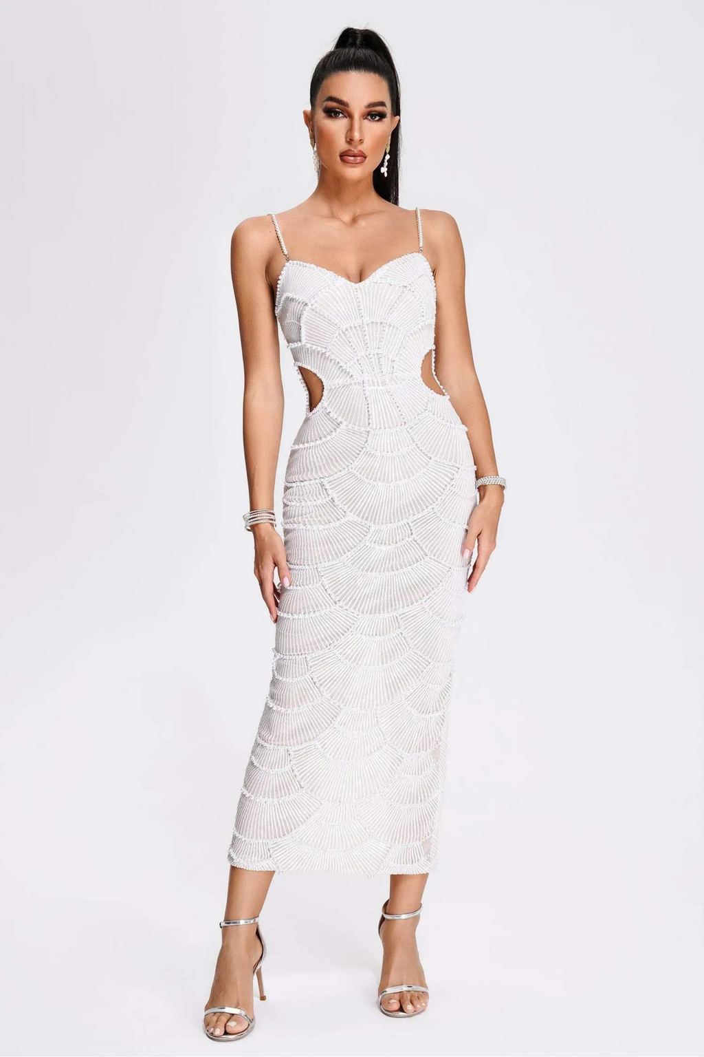Pearl Elegance Midi Dress