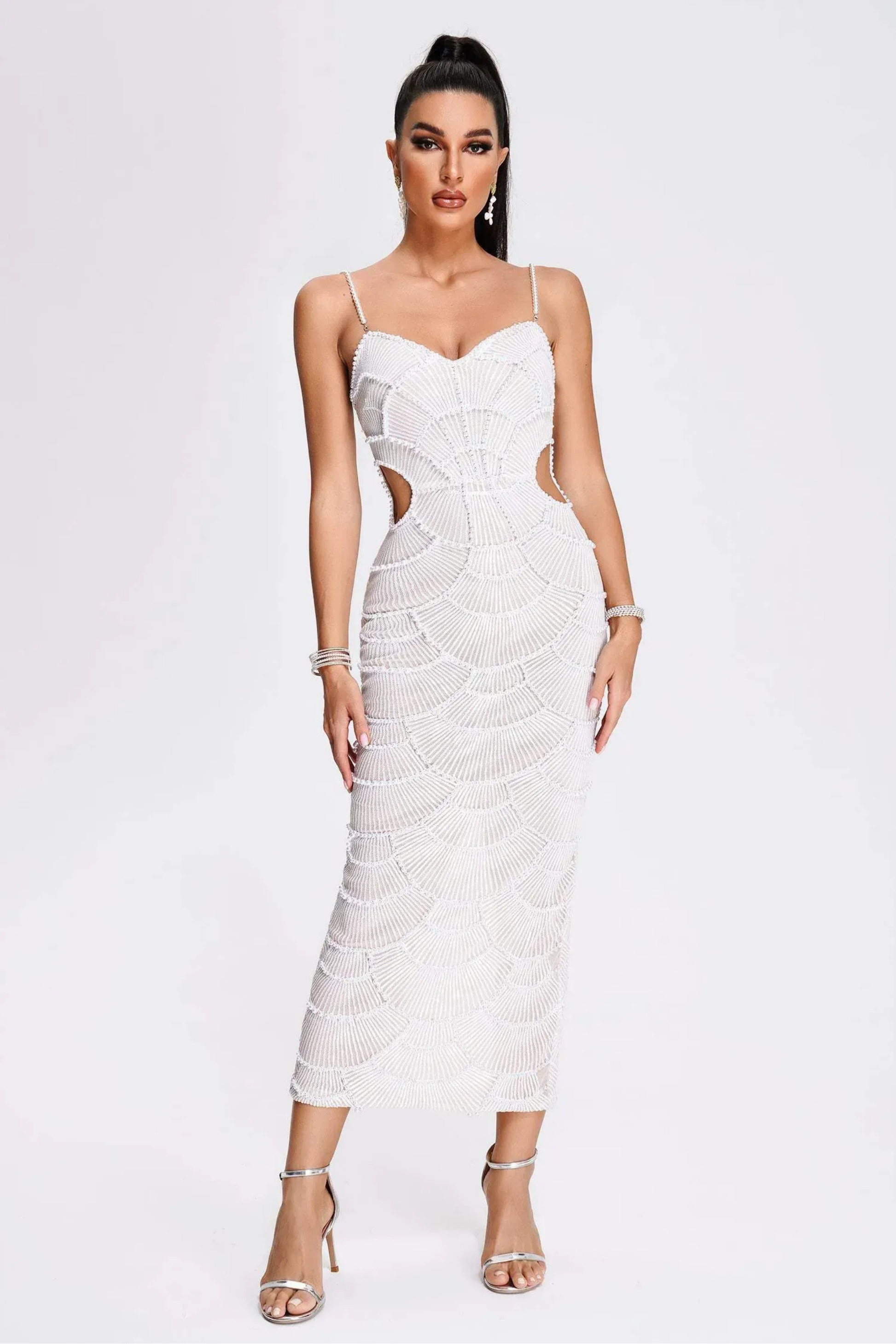 Pearl Elegance Midi Dress