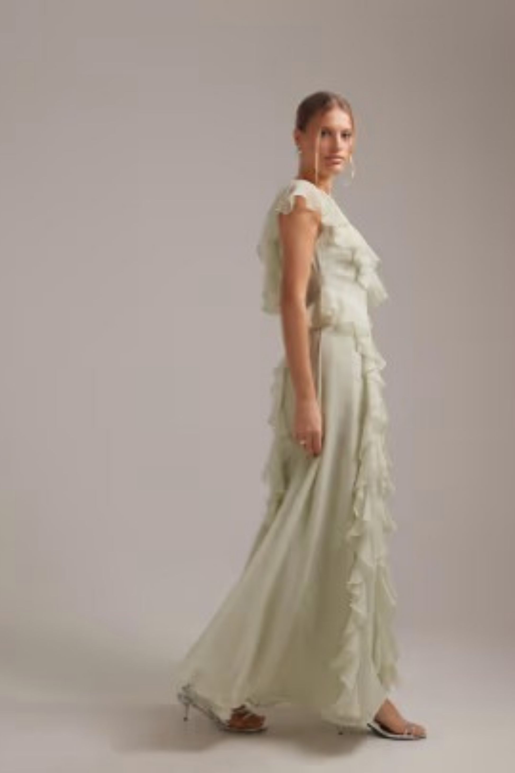 Bridesmaid Maxi Dress Ruffle V Neck Elegant Style