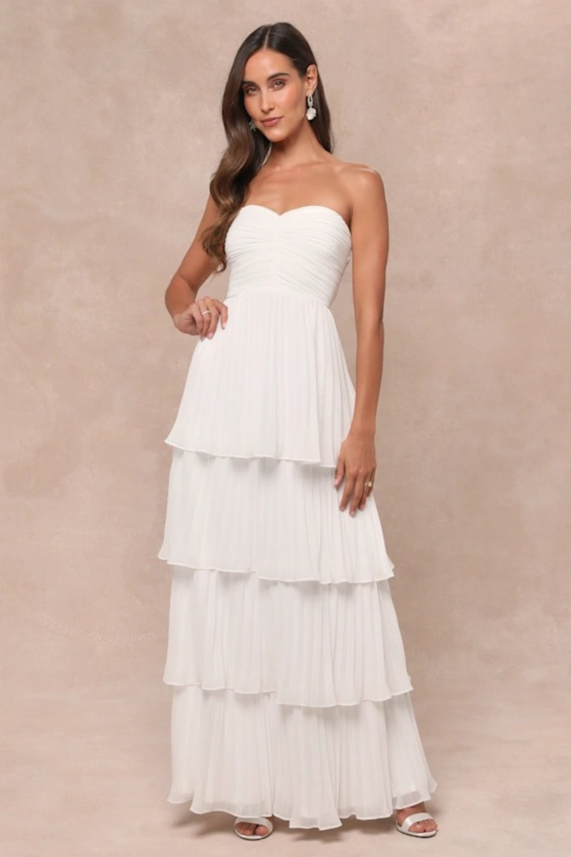 Bridesmaid Maxi Dress Strapless Tiered Style