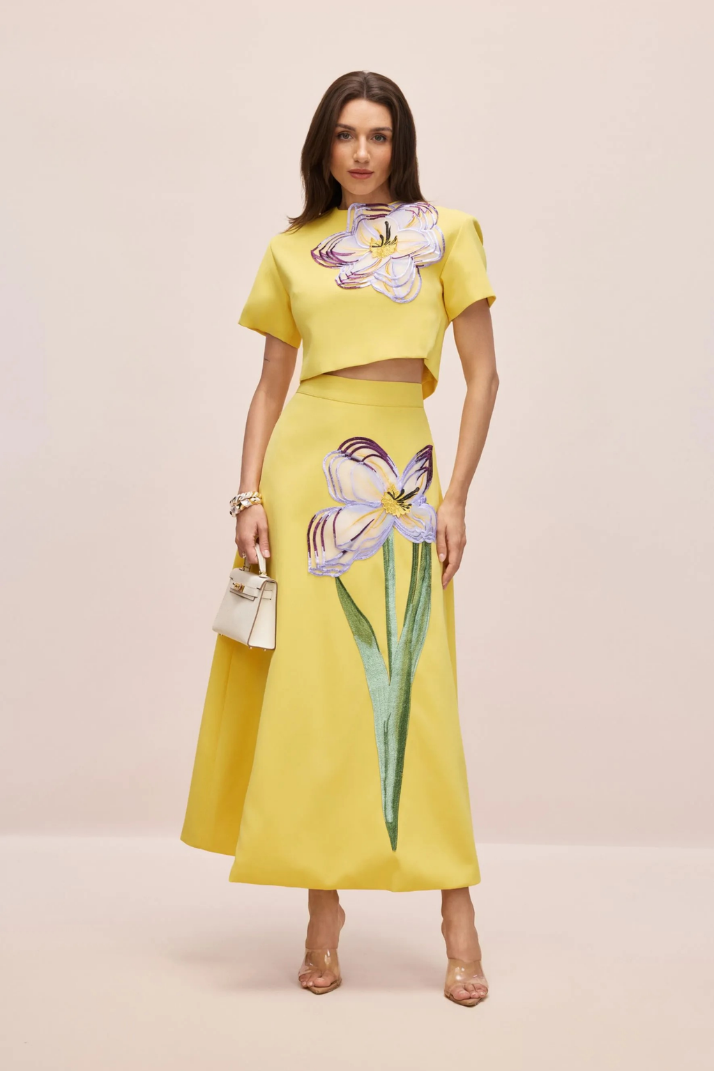Floral Crop Top and Maxi Skirt Set Elegant Style
