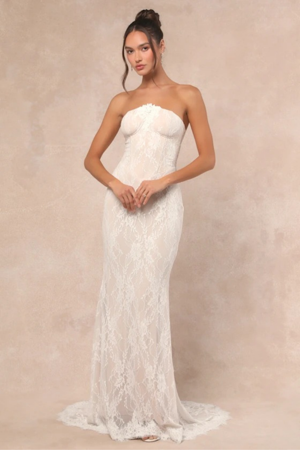 Strapless Lace Bridal Maxi Dress Sweetheart Neck Mermaid Wedding Style