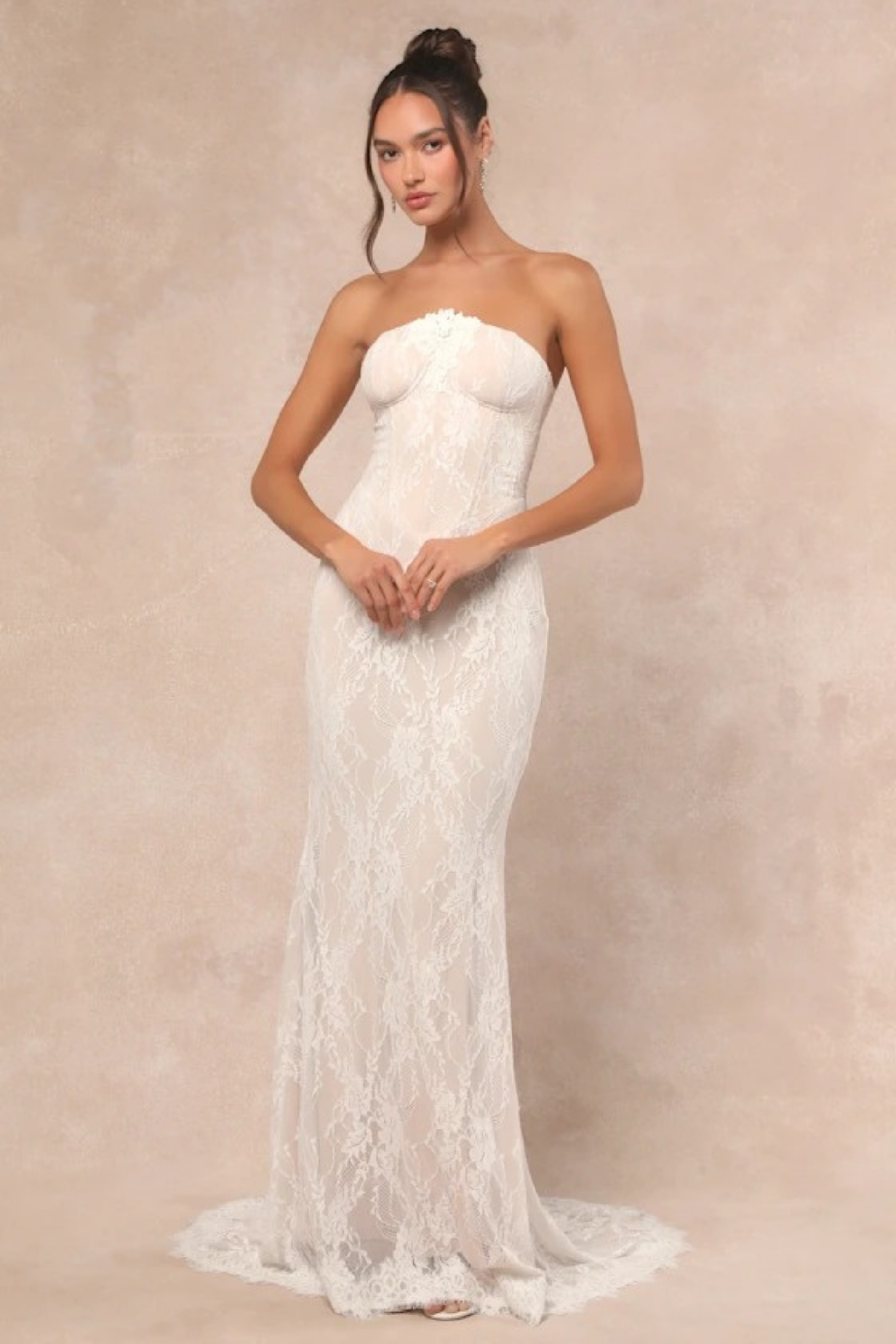 Strapless Lace Bridal Maxi Dress Sweetheart Neck Mermaid Wedding Style
