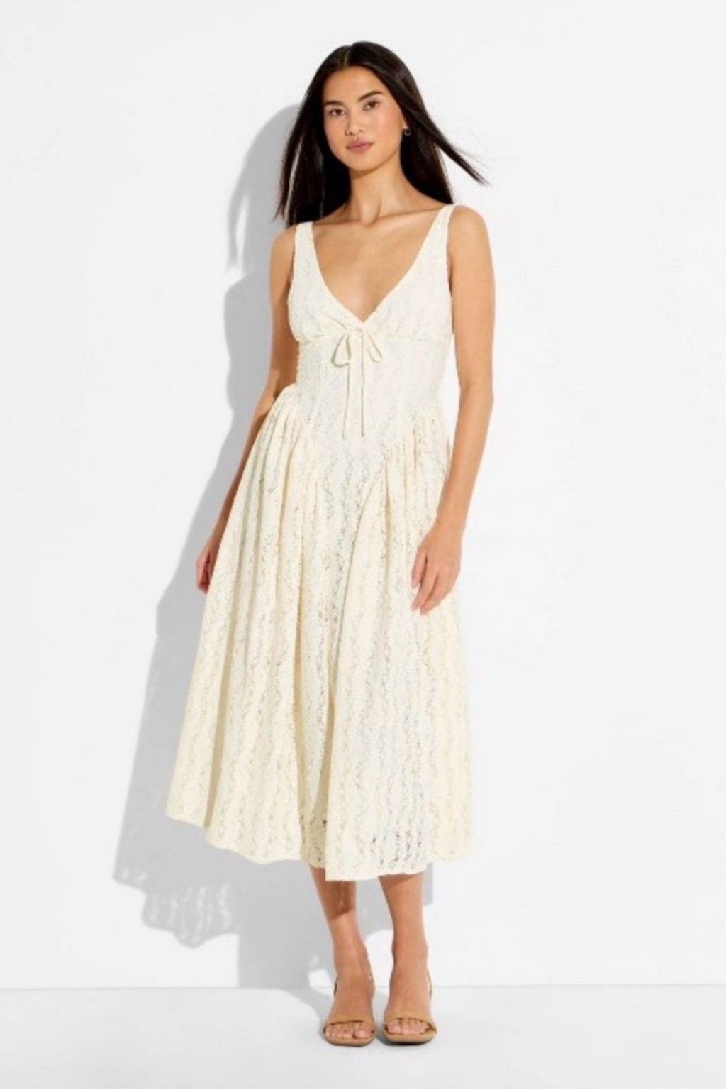 Waist Midi Dress Smocked Back Flowy Summer Style