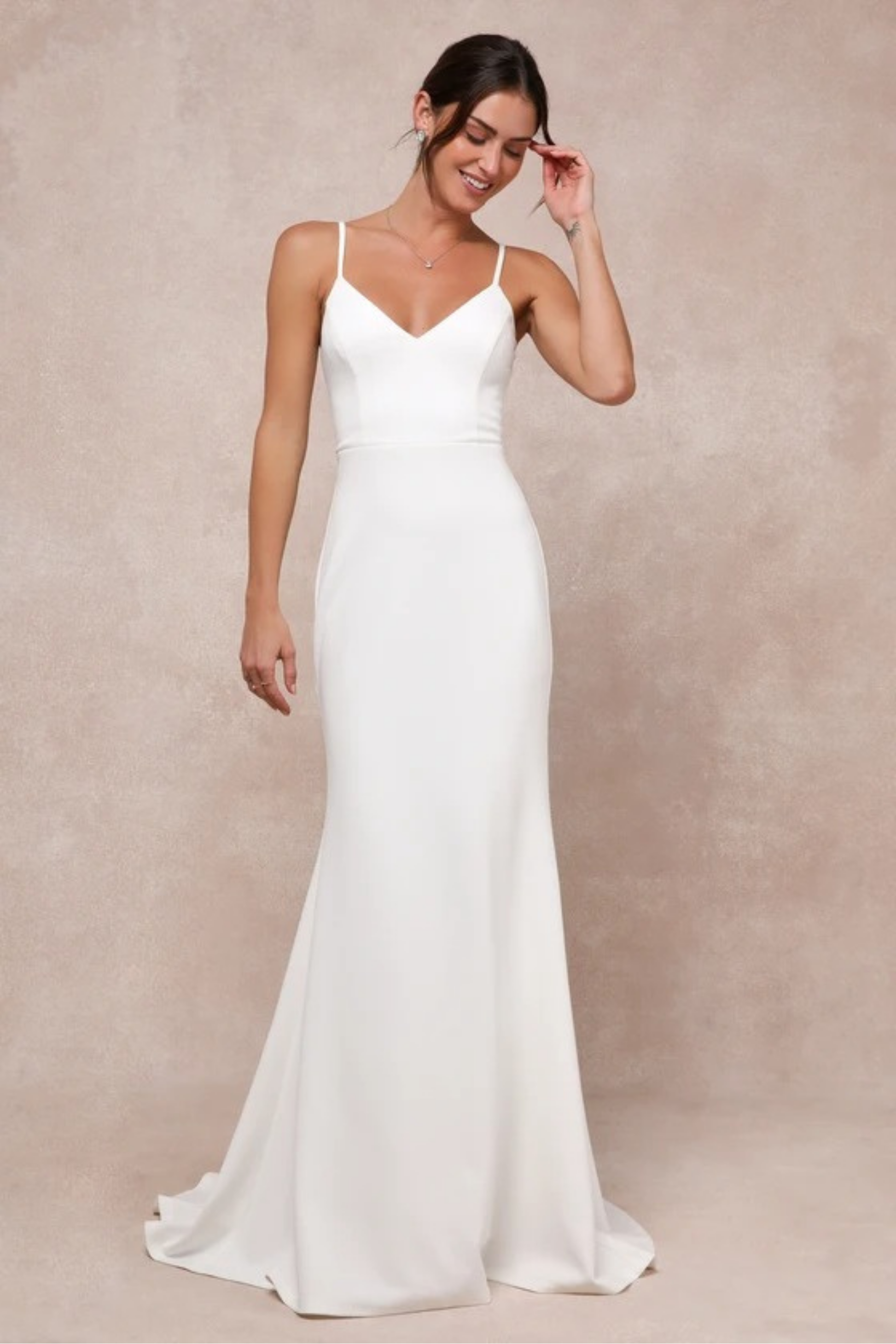 Elegant Wedding Maxi Dress V Neck Open Back Mermaid Bridal Style