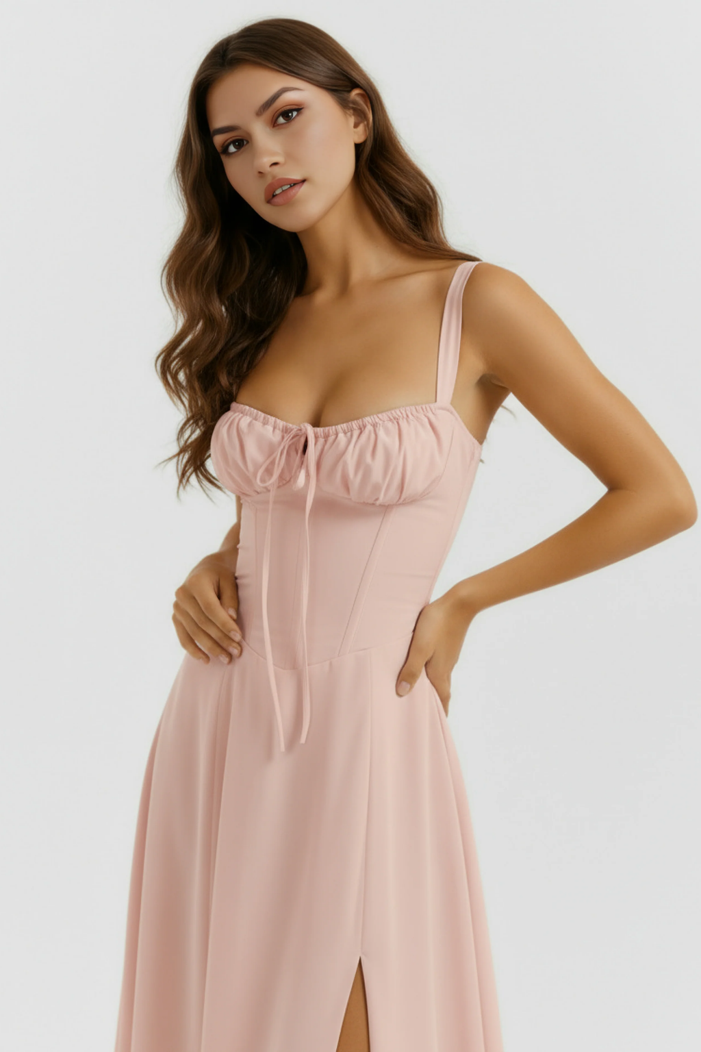 Corset Midi Dress with Side Slit Elegant Style