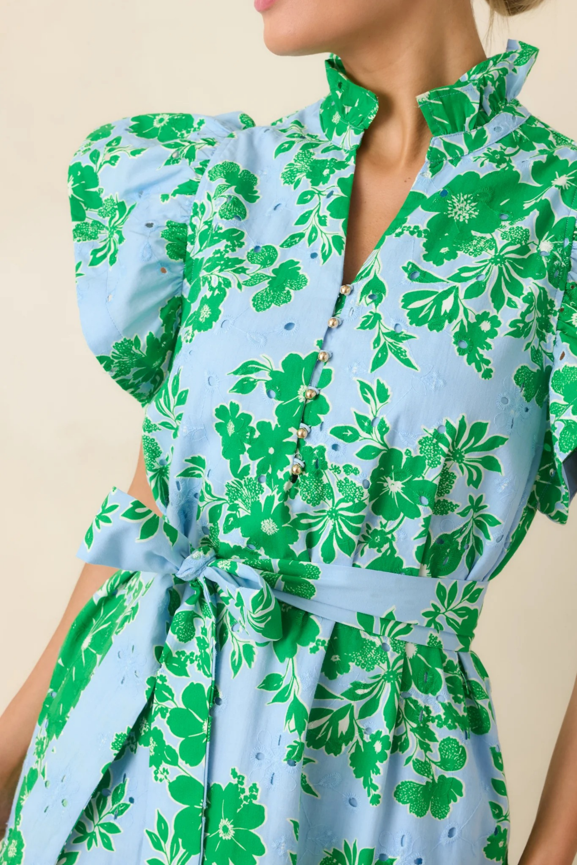 Sage Blossom Midi Dress