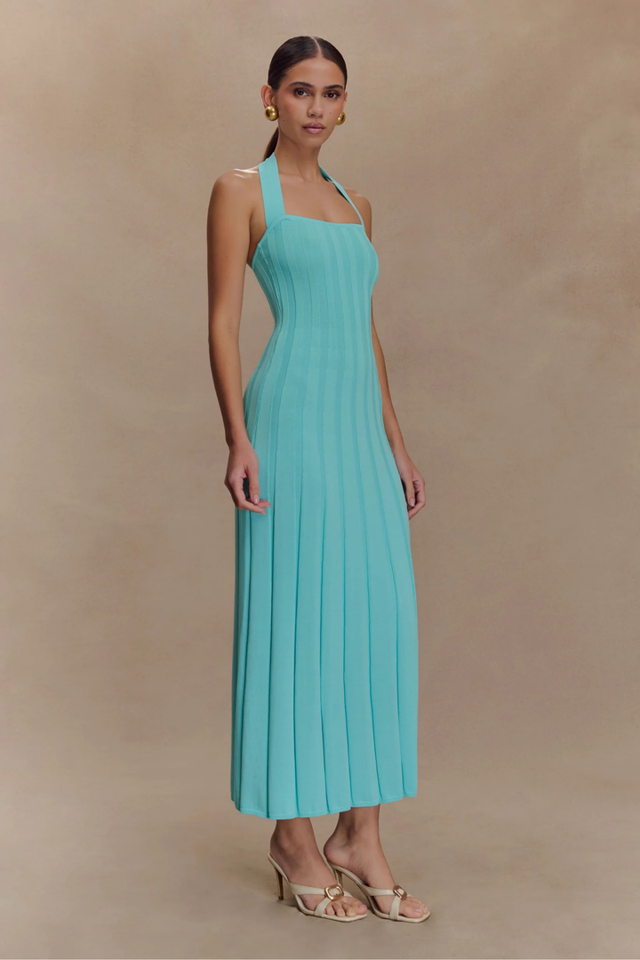 Fitted Knit Halter Midi Dress