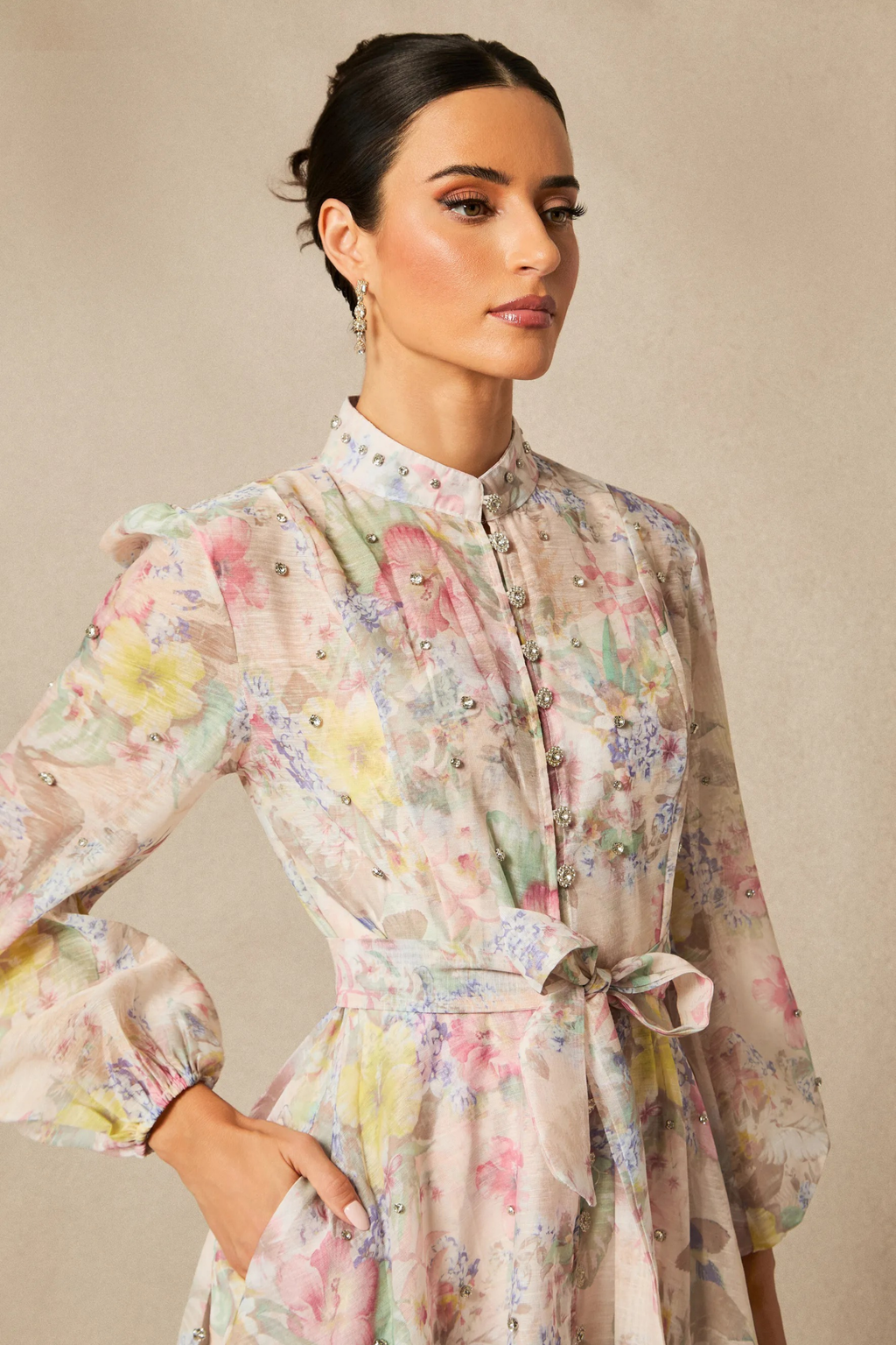Floral Maxi Dress Long Sleeve Romantic Style