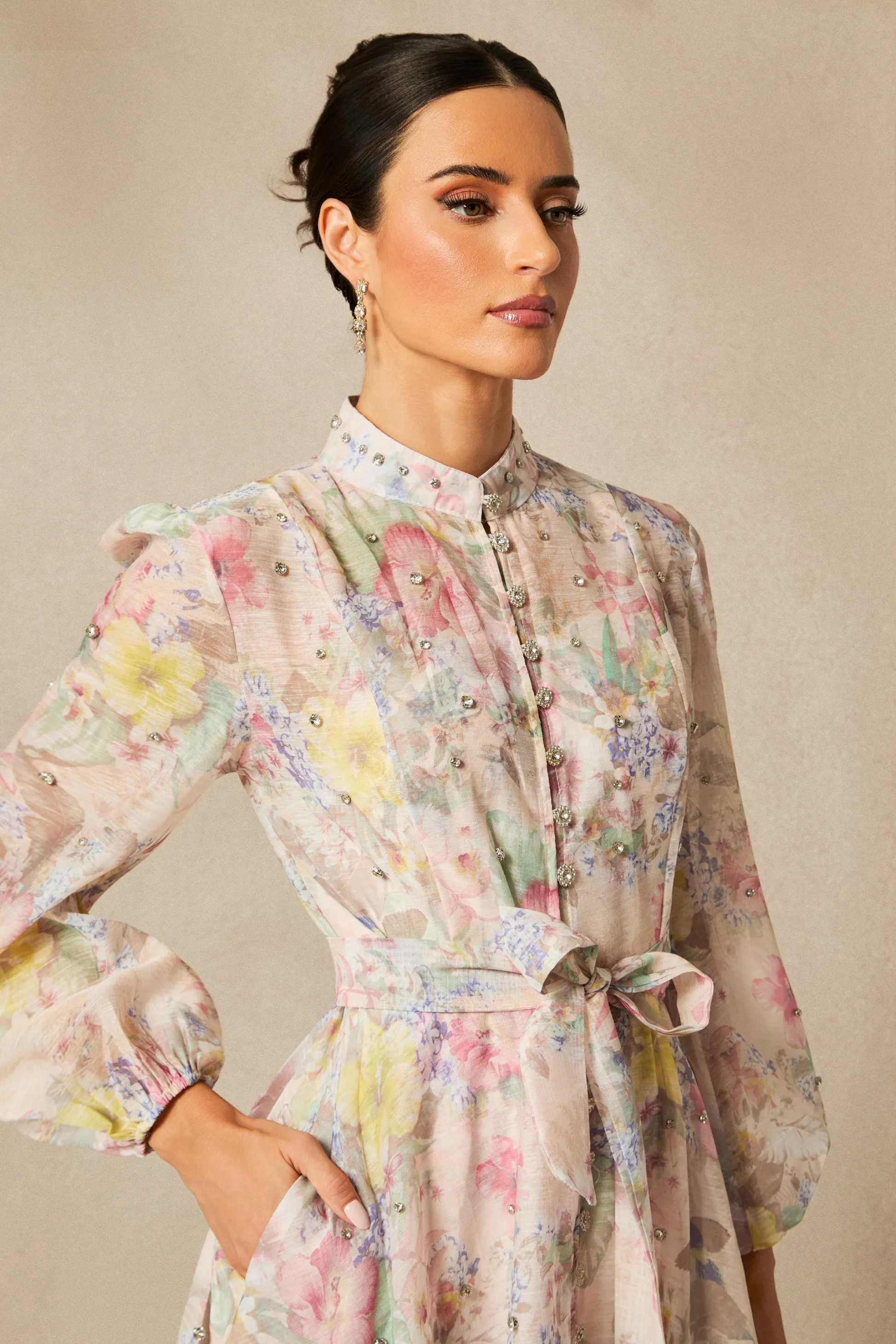 Floral Maxi Dress Long Sleeve Romantic Style