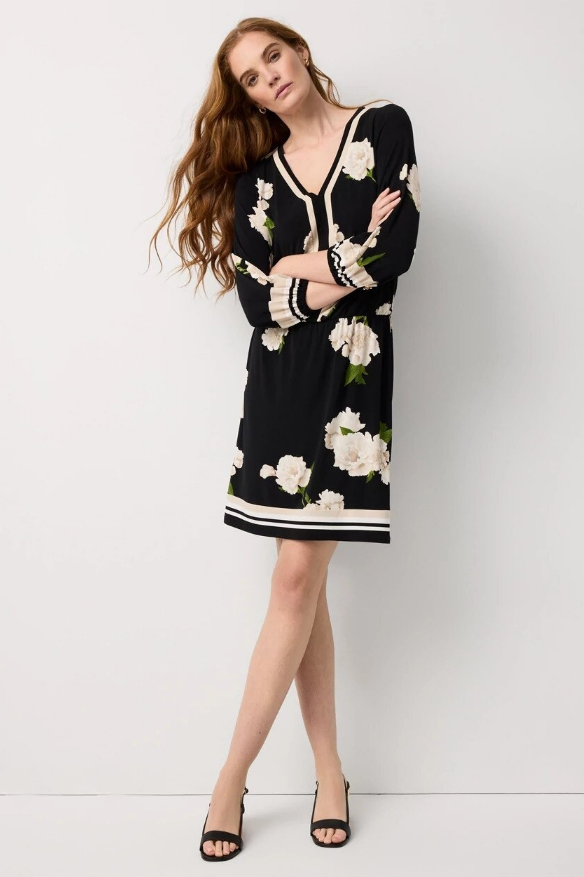V Neck Mini Dress Floral Elegant Style