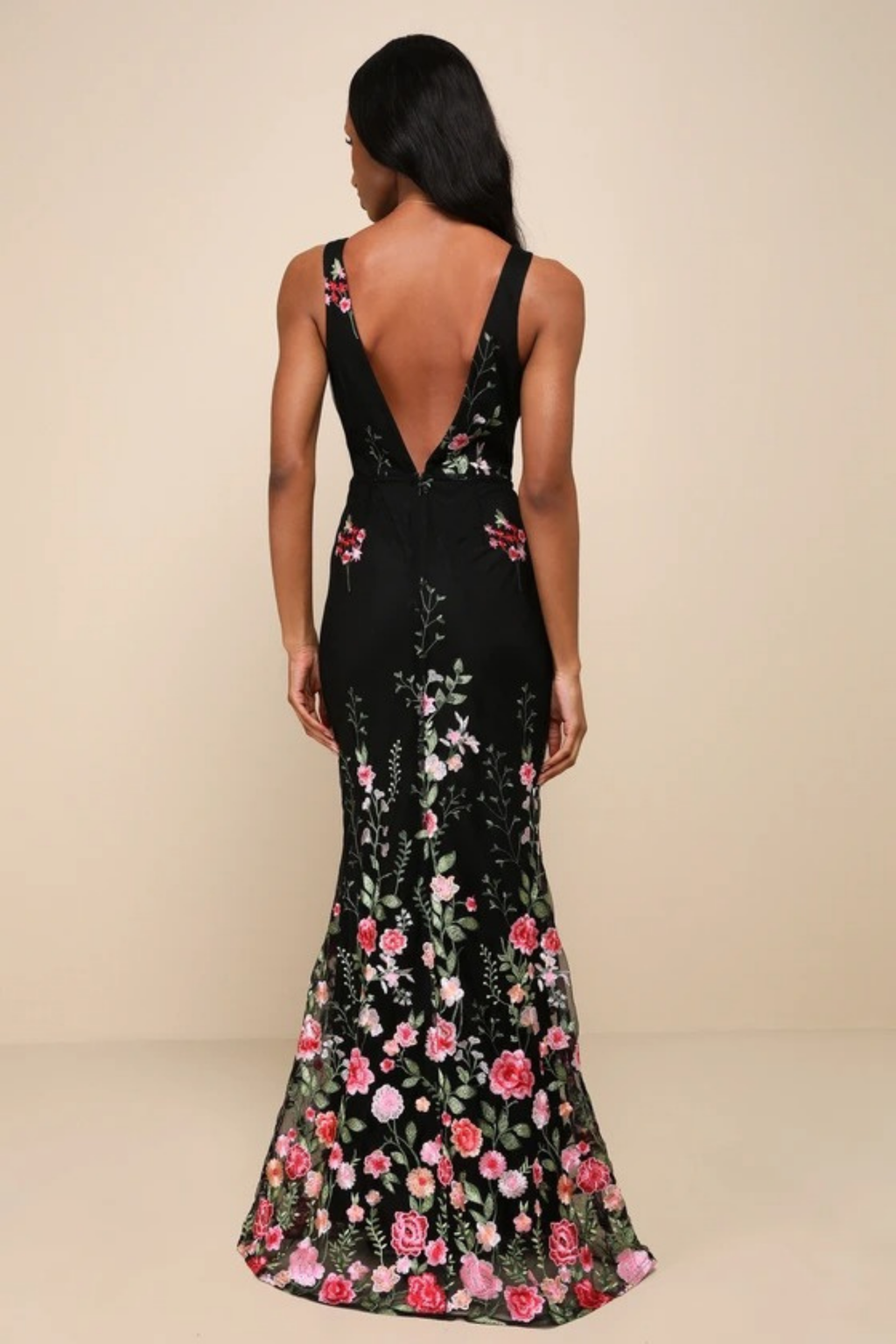 Bridesmaid Maxi Dress Floral Embroidered Style