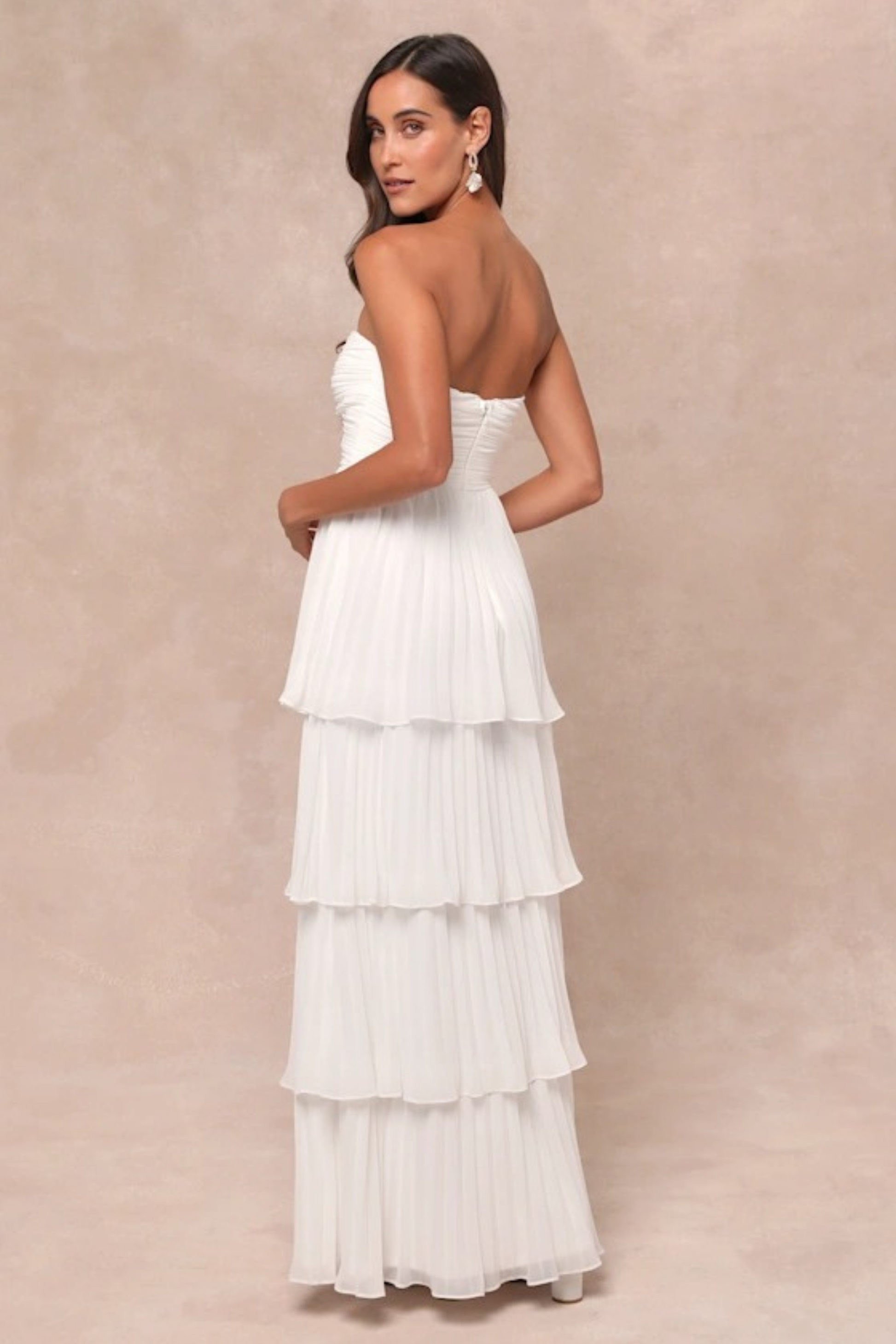 Bridesmaid Maxi Dress Strapless Tiered Style