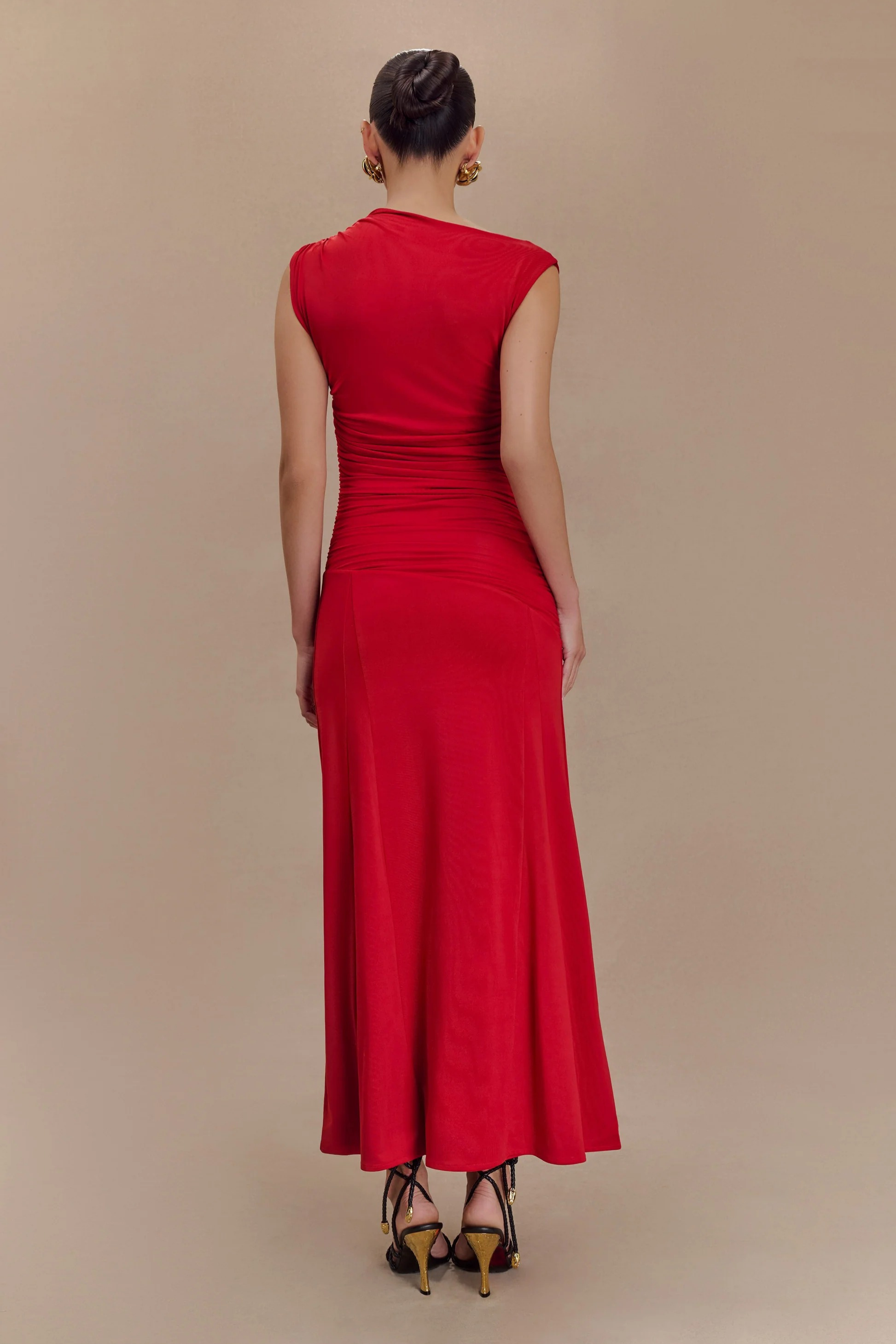 Scarlet Elegance Midi Dress