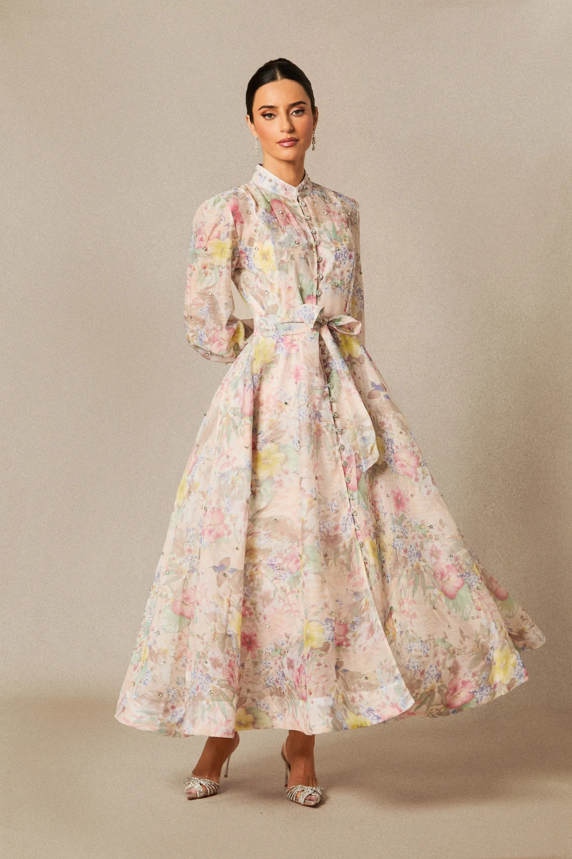 Floral Maxi Dress Long Sleeve Romantic Style