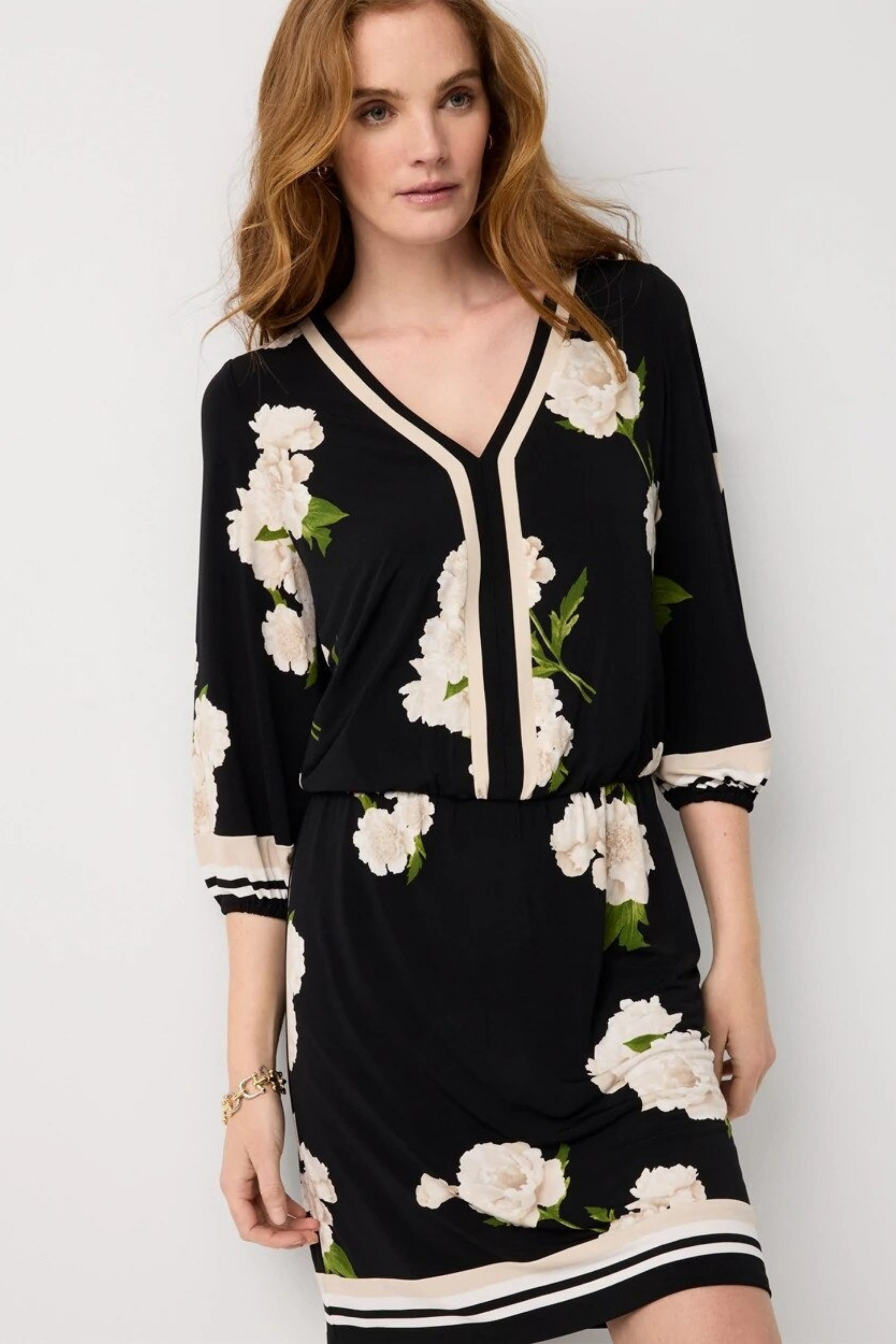 V Neck Mini Dress Floral Elegant Style