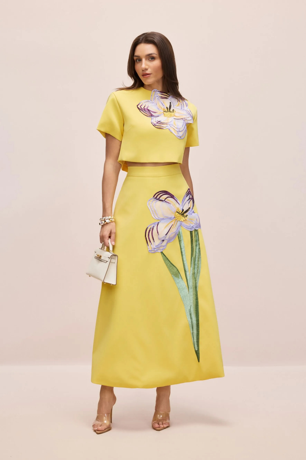 Floral Crop Top and Maxi Skirt Set Elegant Style