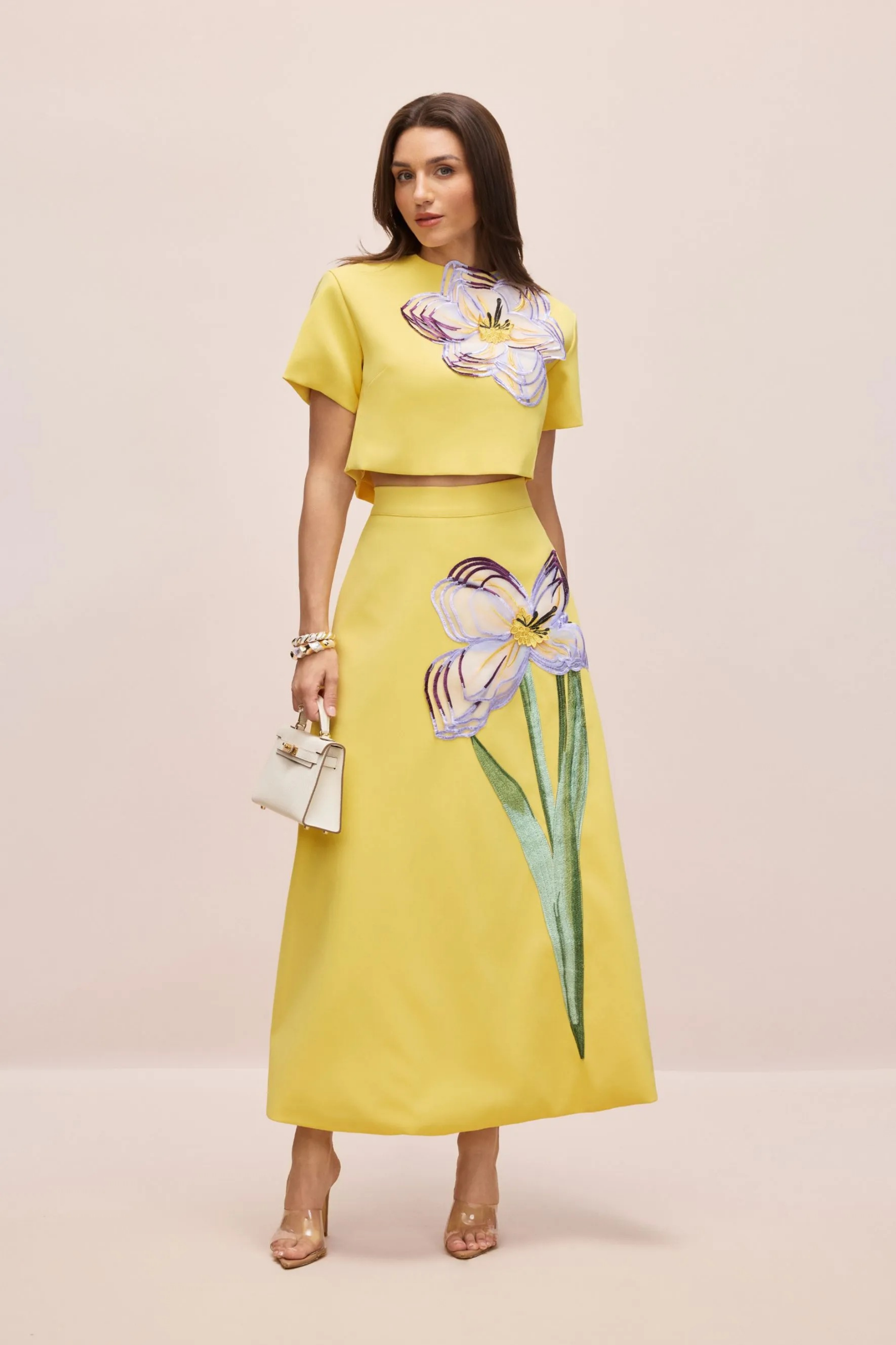 Floral Crop Top and Maxi Skirt Set Elegant Style