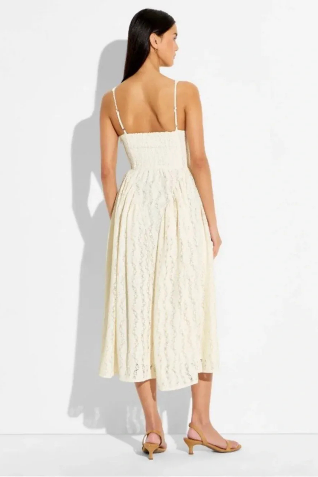 Waist Midi Dress Smocked Back Flowy Summer Style
