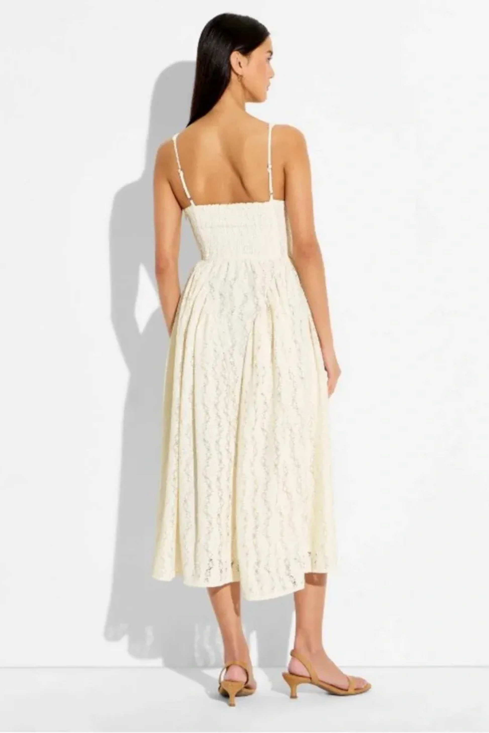 Waist Midi Dress Smocked Back Flowy Summer Style