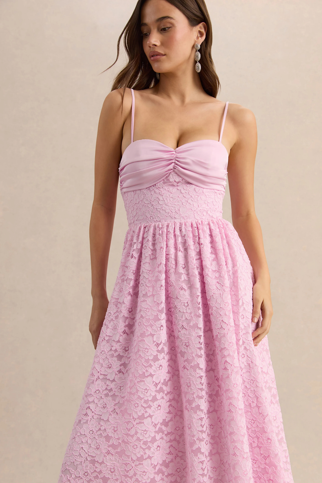 Lace Midi Cocktail Dress Sweetheart Neck Elegant Romantic Style