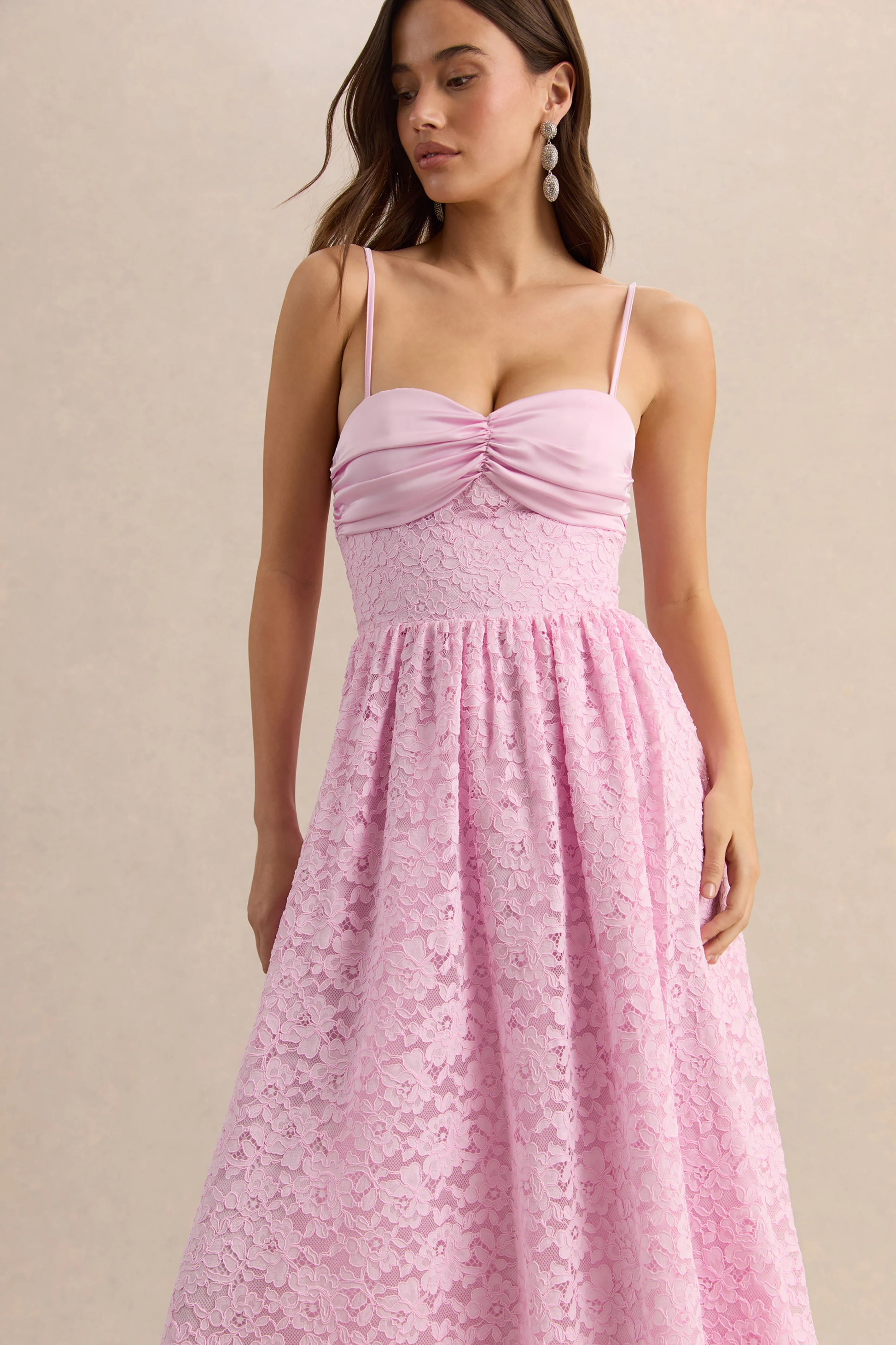 Lace Midi Cocktail Dress Sweetheart Neck Elegant Romantic Style