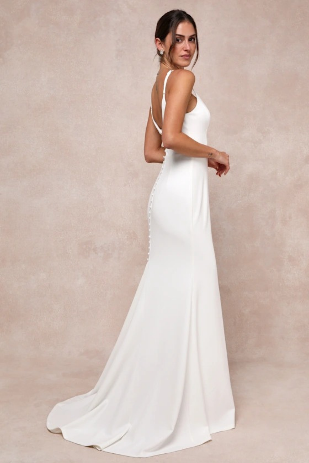 Elegant Wedding Maxi Dress V Neck Open Back Mermaid Bridal Style