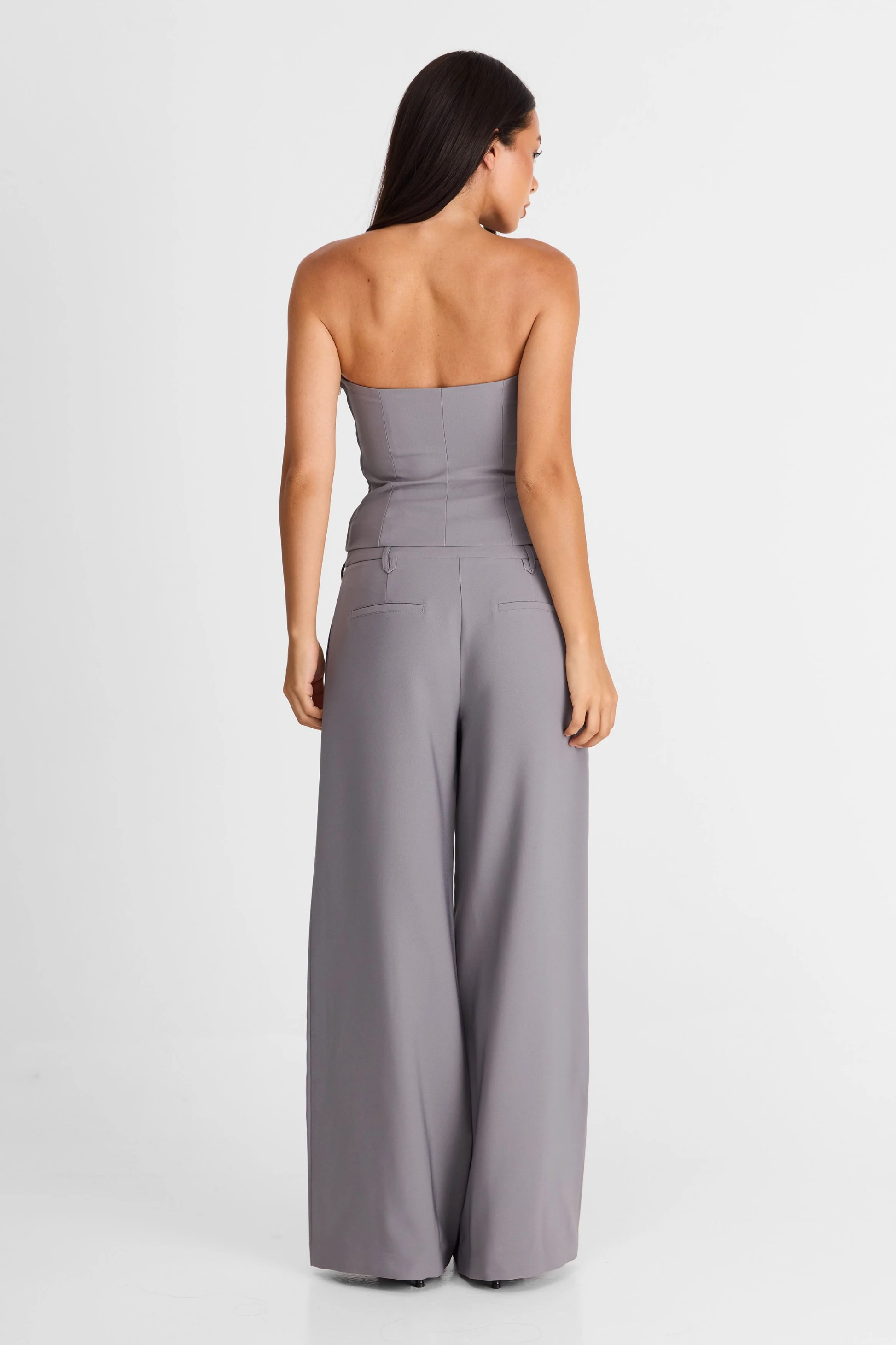 Strapless Top & Wide Leg Pants Set