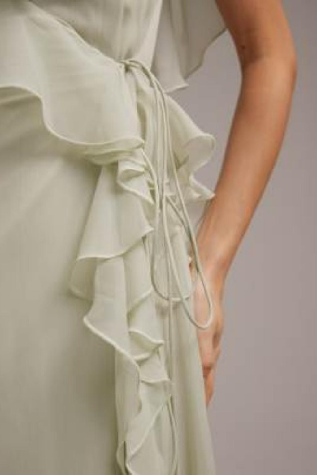 Bridesmaid Maxi Dress Ruffle V Neck Elegant Style