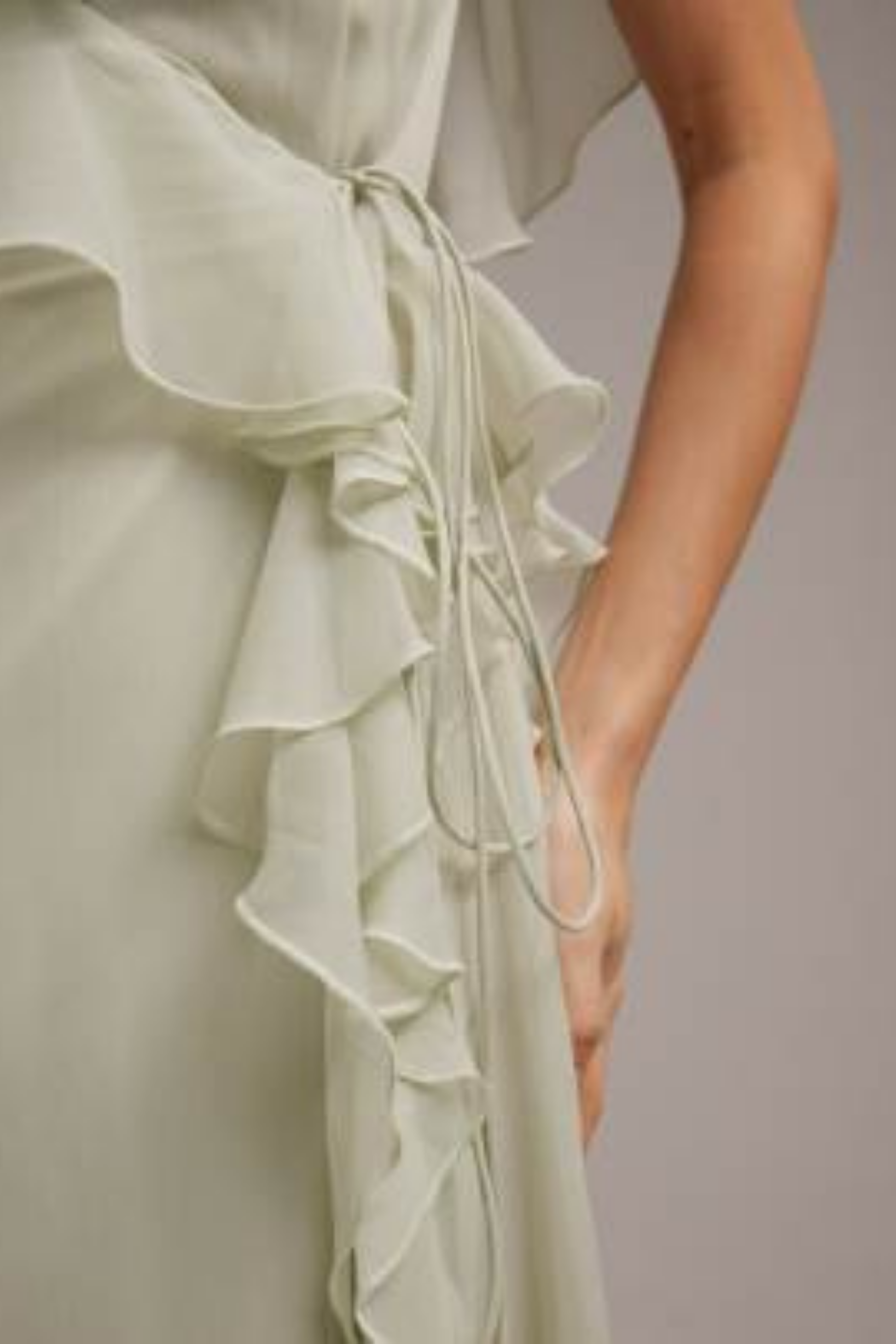 Bridesmaid Maxi Dress Ruffle V Neck Elegant Style