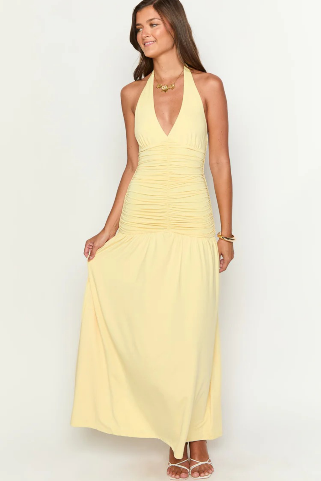 Formal Dress Draped Bodice Chic Style