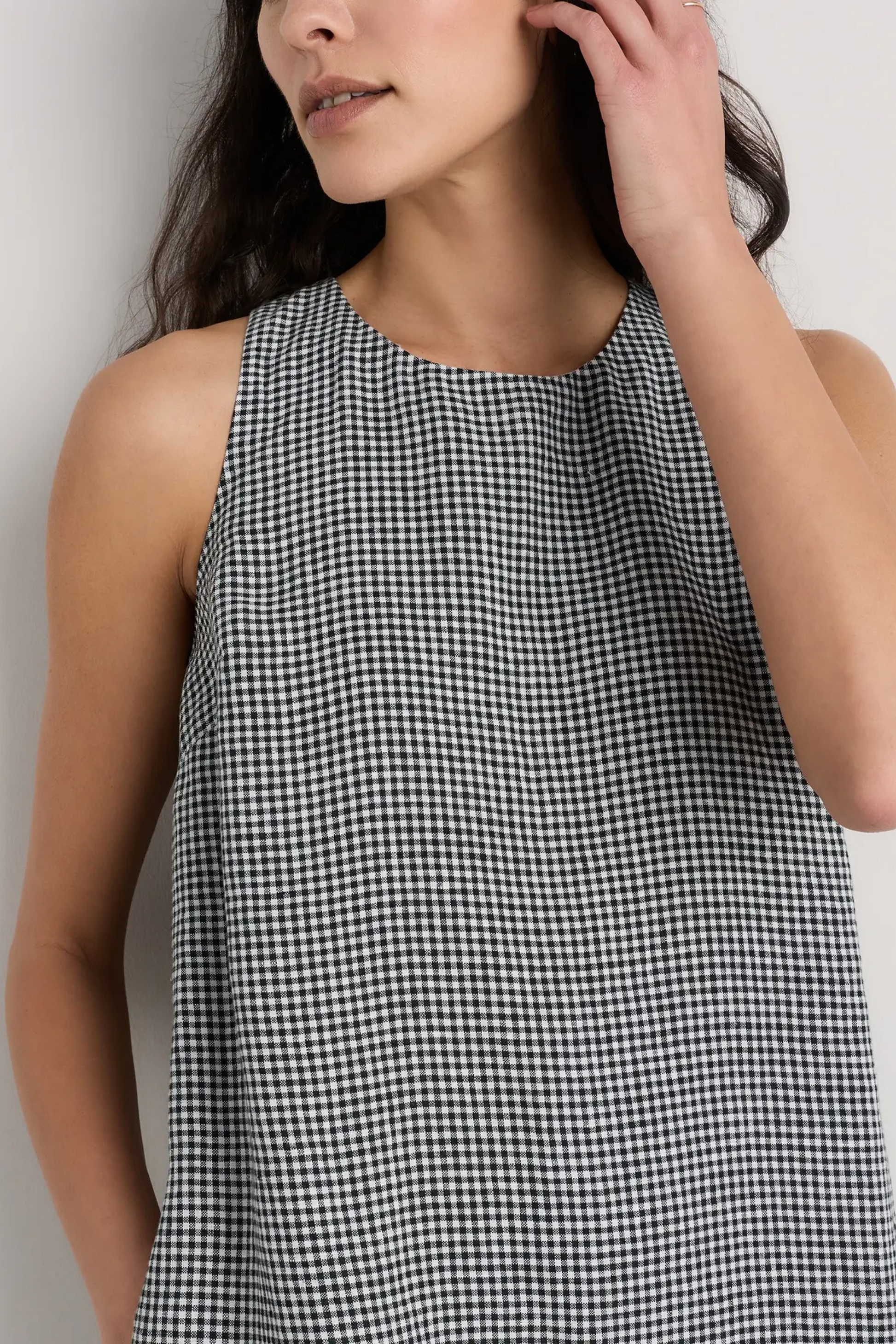 Linen Tank Mini Dress Gingham Casual Style