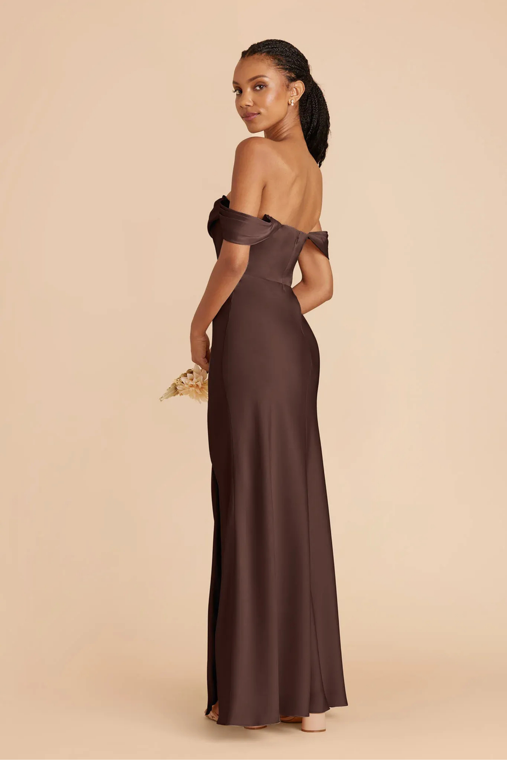 Brown Maxi Dress High Slit Elegant Style
