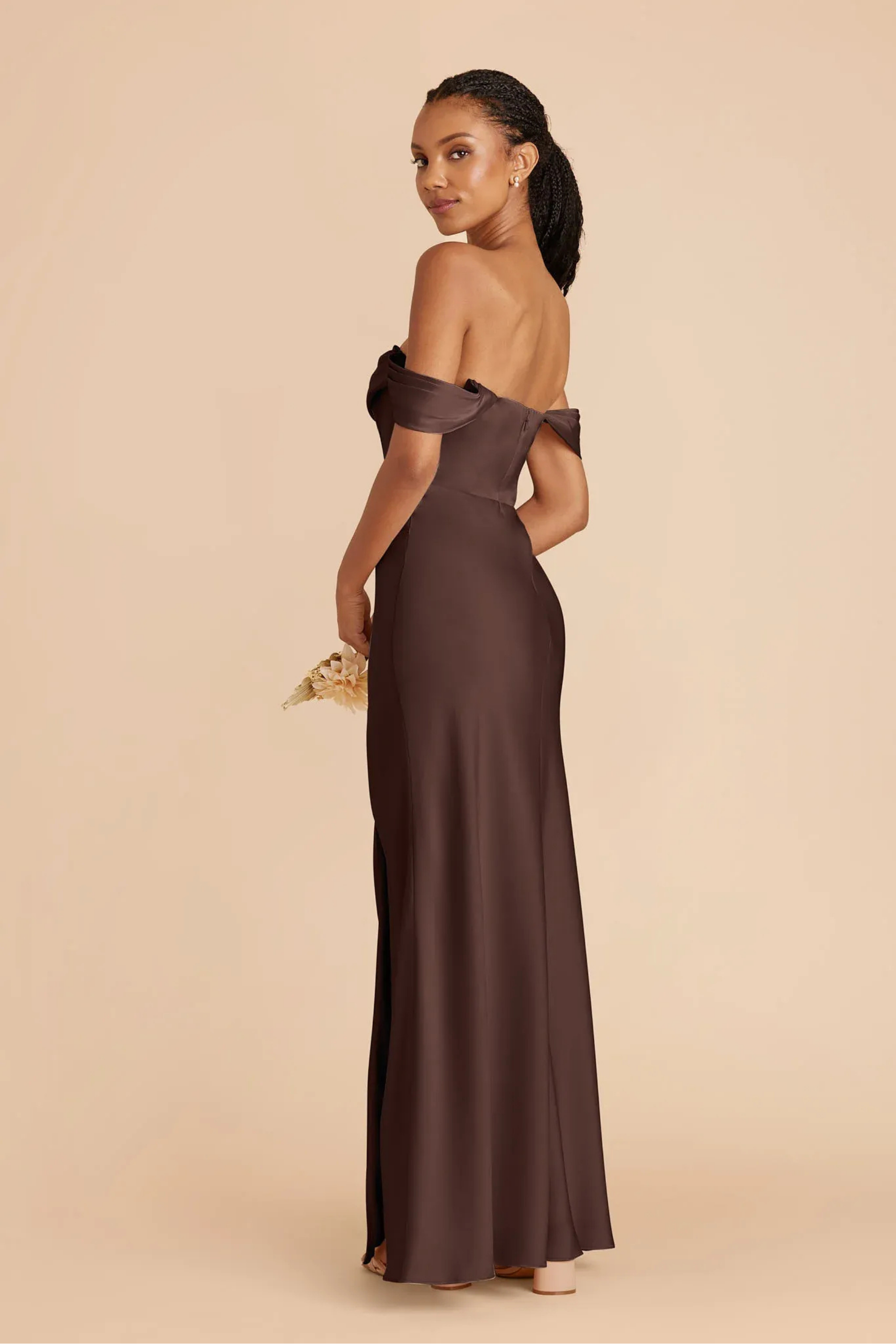 Brown Maxi Dress High Slit Elegant Style