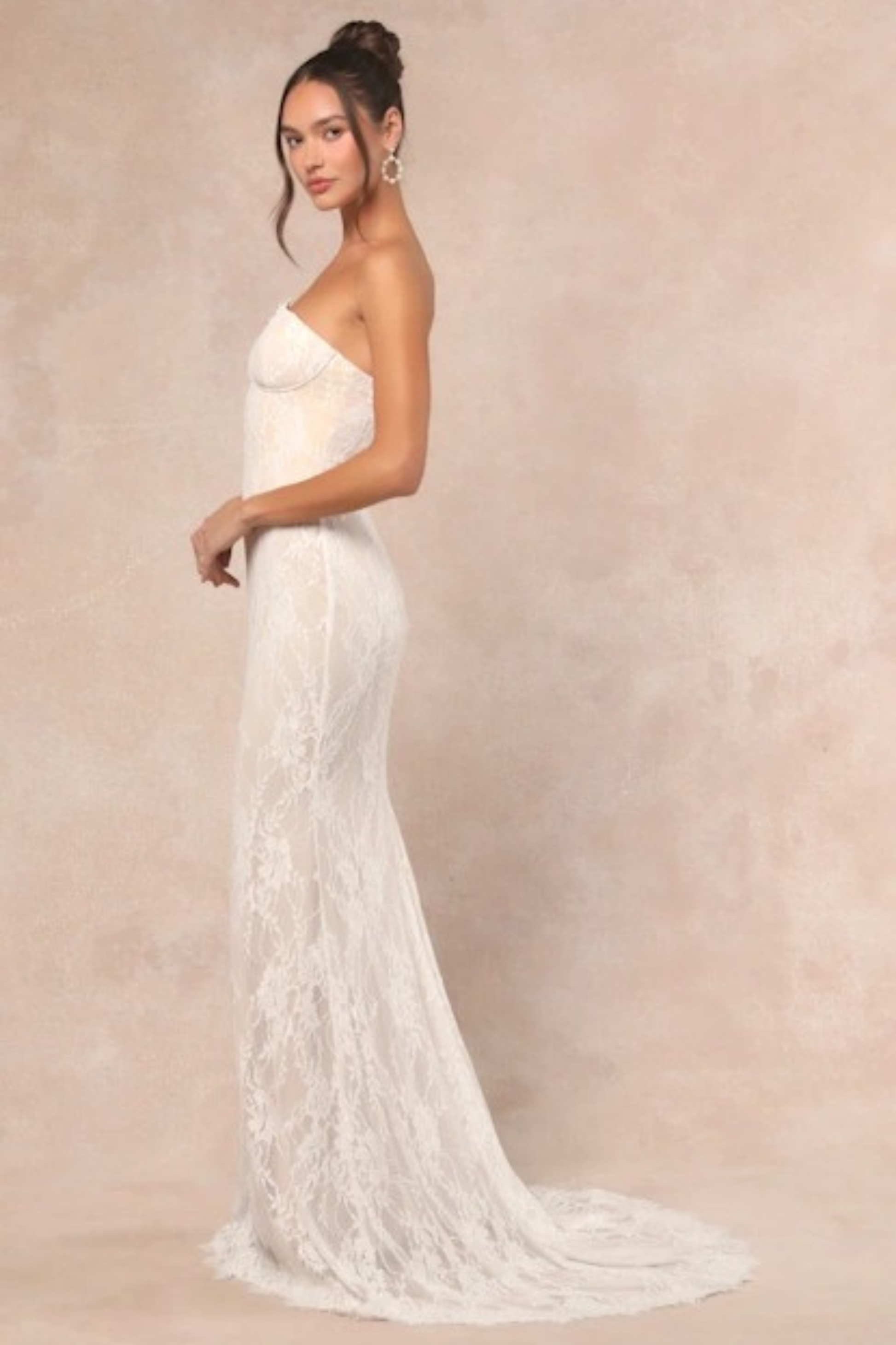 Strapless Lace Bridal Maxi Dress Sweetheart Neck Mermaid Wedding Style