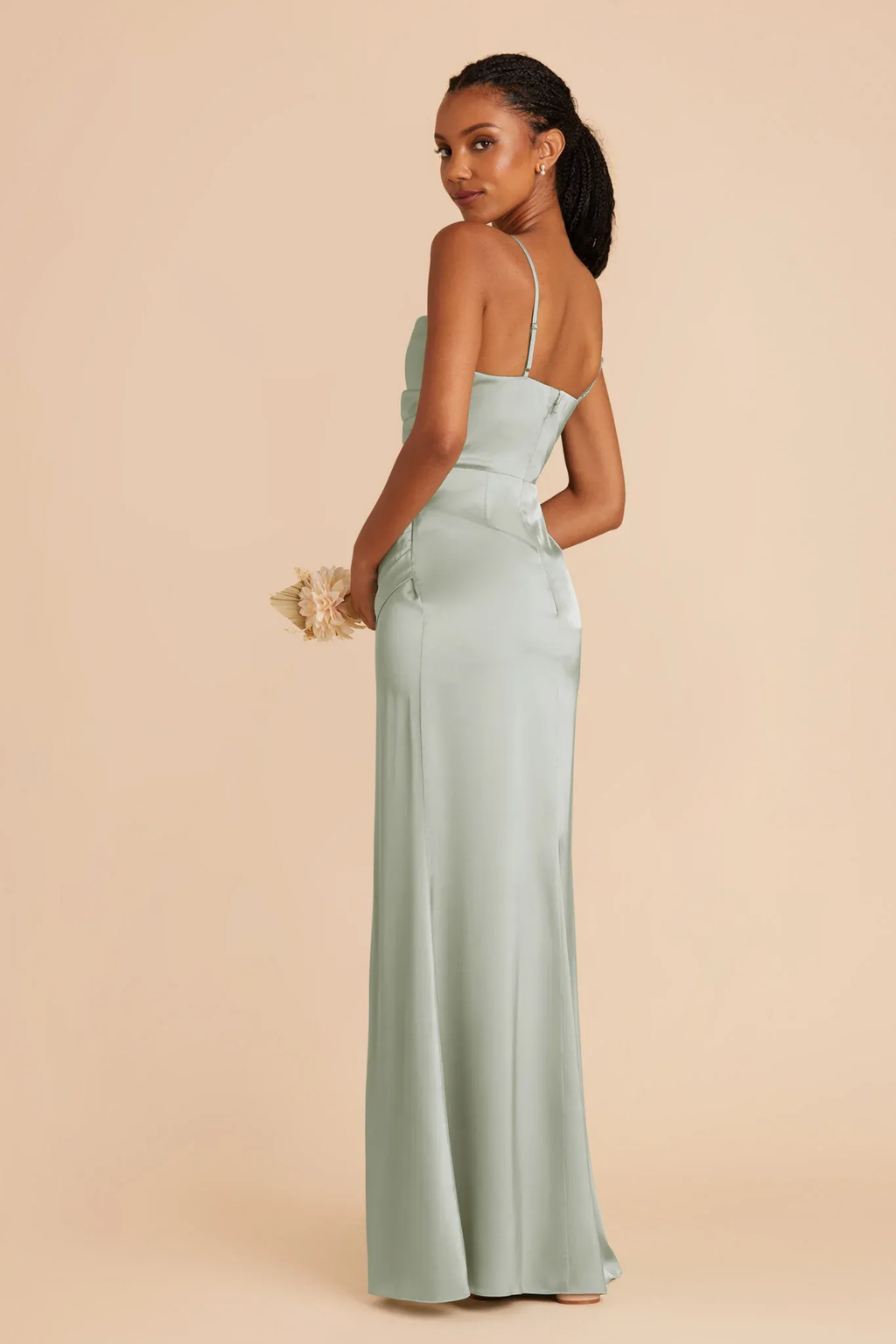 Sage Maxi Dress High Slit Elegant Style